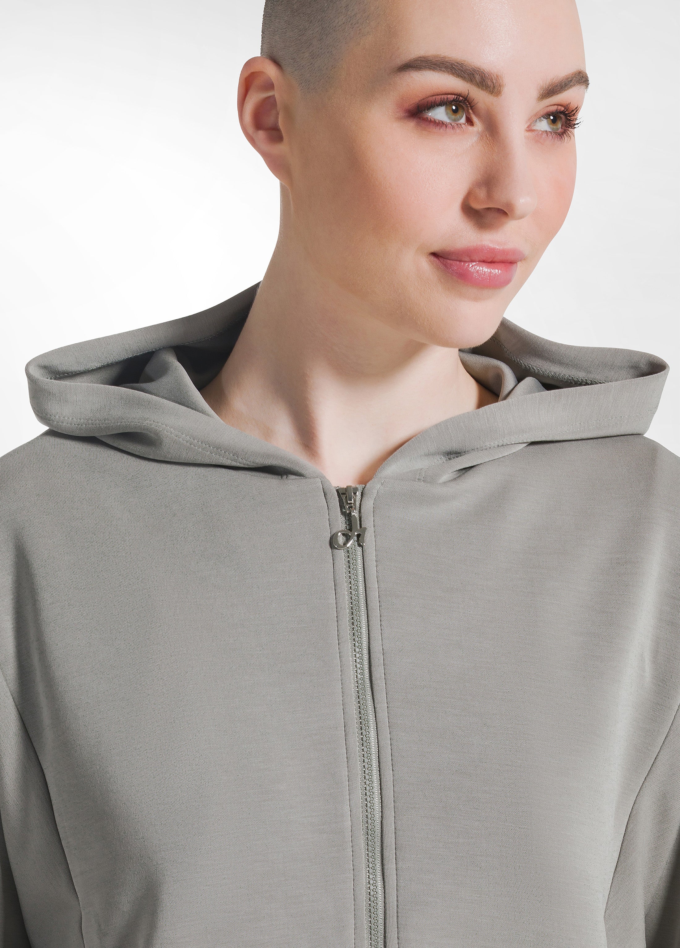 deha-felpa-soft-touch-con-cappuccio-e-zip-verde image 1