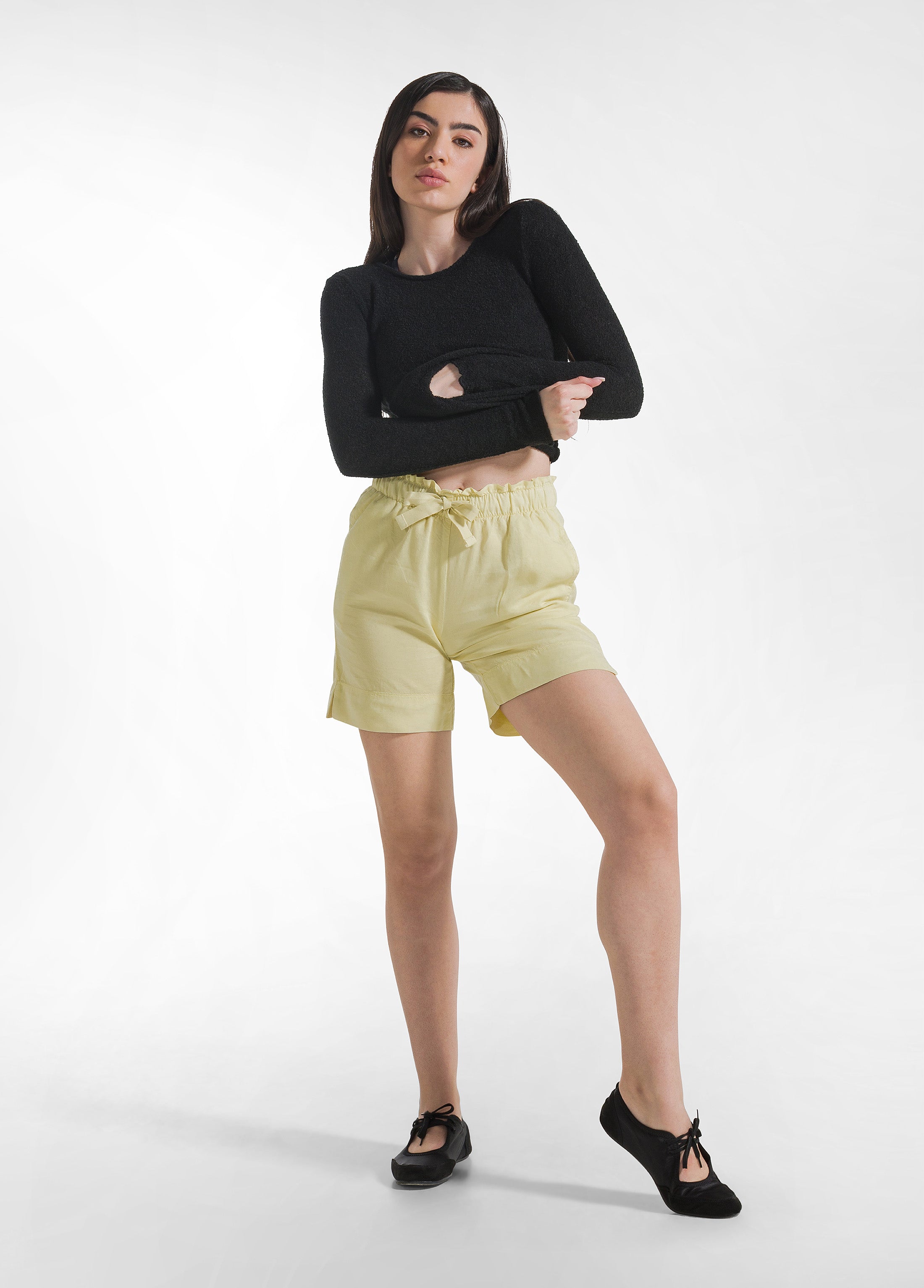 deha-shorts-in-twill-di-lyocell-tencel-giallo image 1