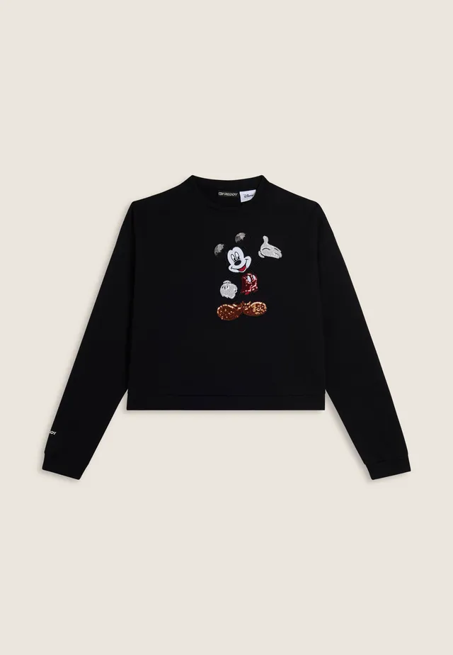 freddy-felpa-cropped-nera-mickey-mouse-con-ricamo-paillettes image 1