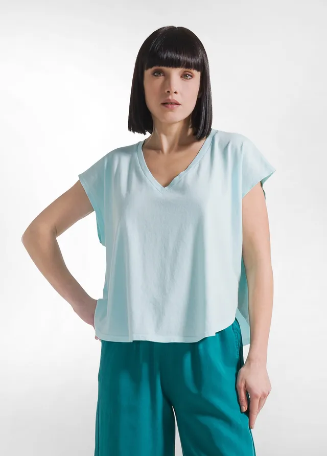 deha-t-shirt-loose-fit-in-jersey-organico-blu-100-cotone image 1