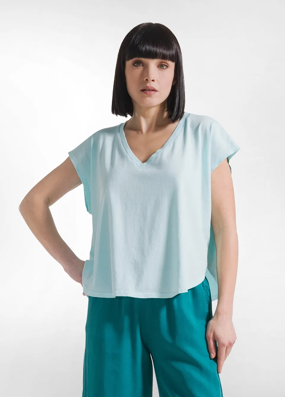 deha-t-shirt-loose-fit-in-jersey-organico-blu-100-cotone image 1
