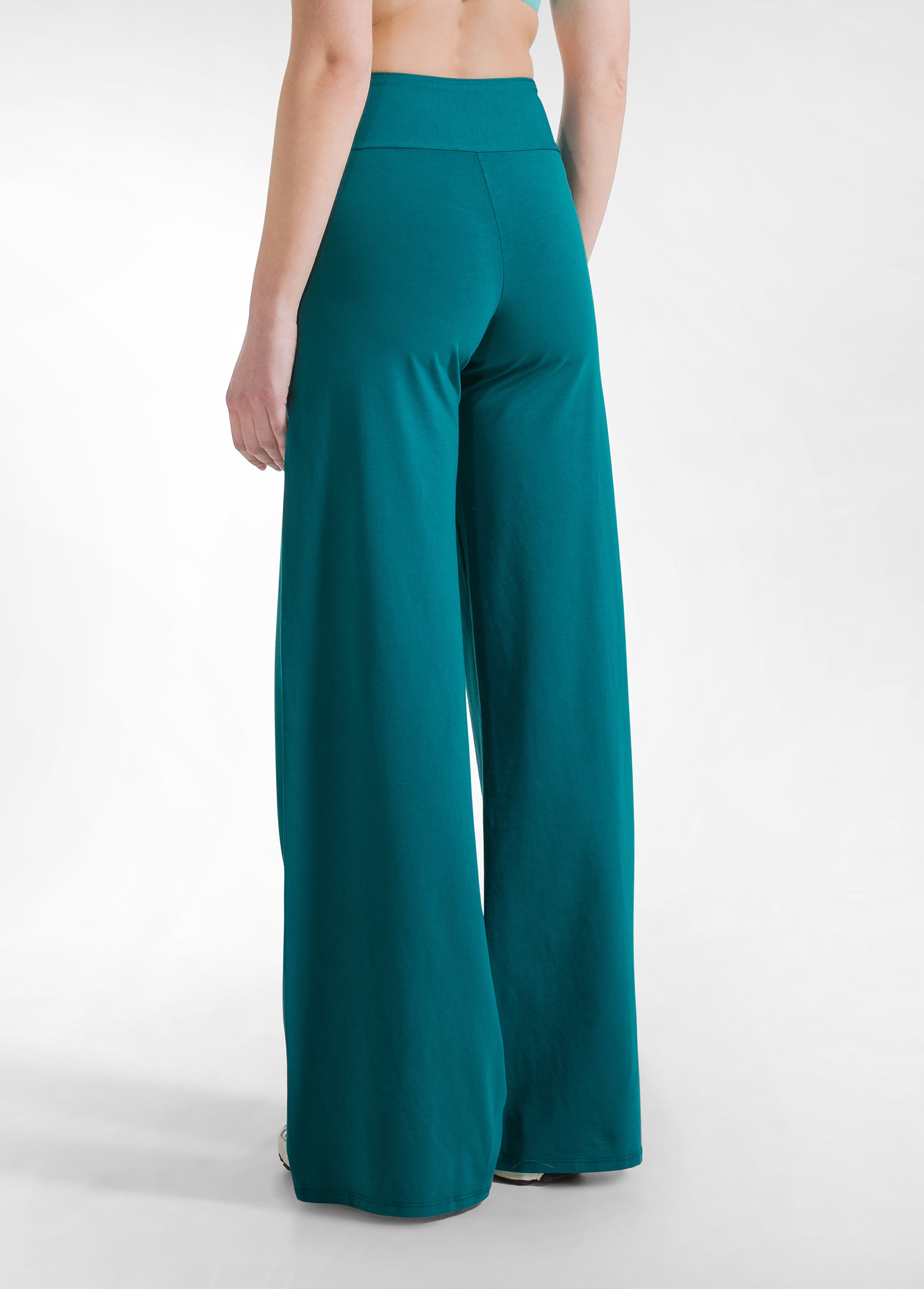 deha-pantaloni-ampi-jersey-stretch-tinta-unita-verde image 3
