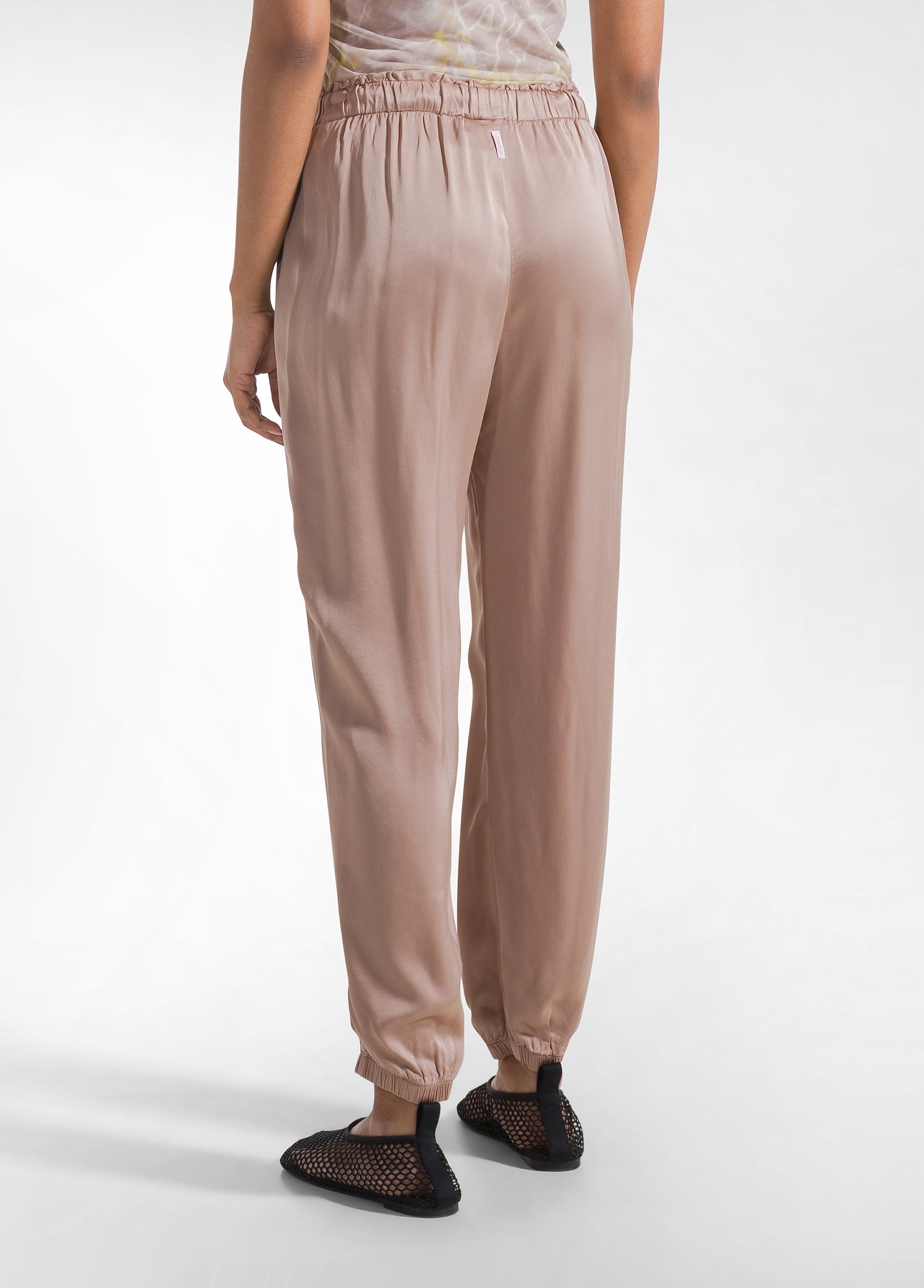 deha-d42455-pantaloni-jogger-in-satin-marrone image 3
