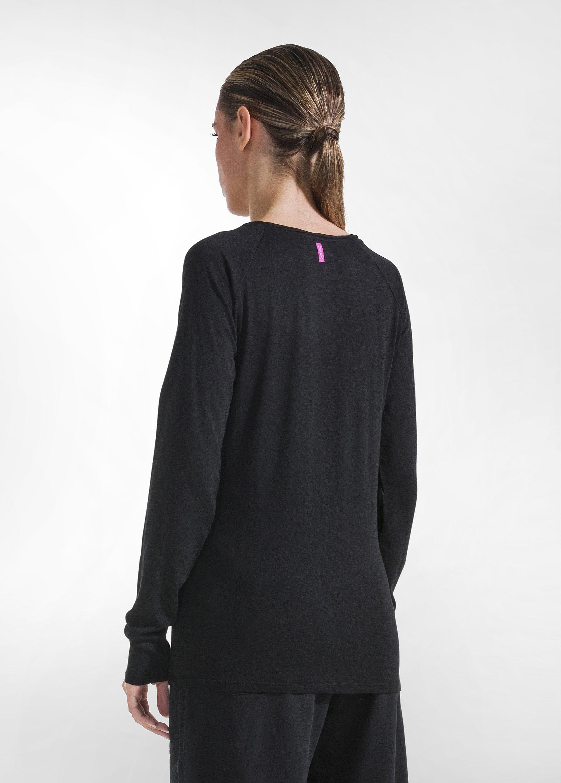 deha-t-shirt-a-manica-lunga-in-jersey-modal-fiammato-nero image 2