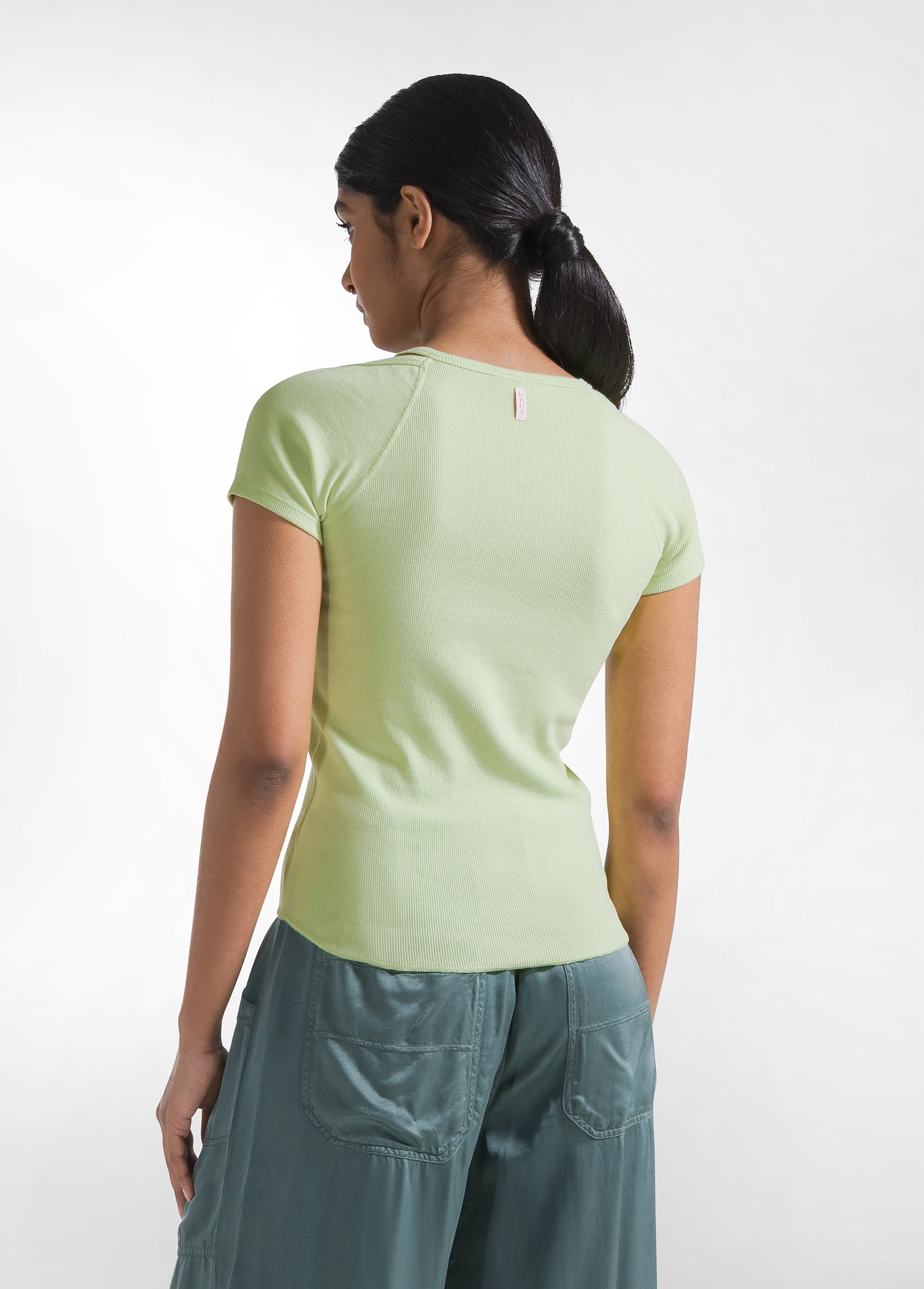deha-t-shirt-aderente-in-costina-gialla image 2