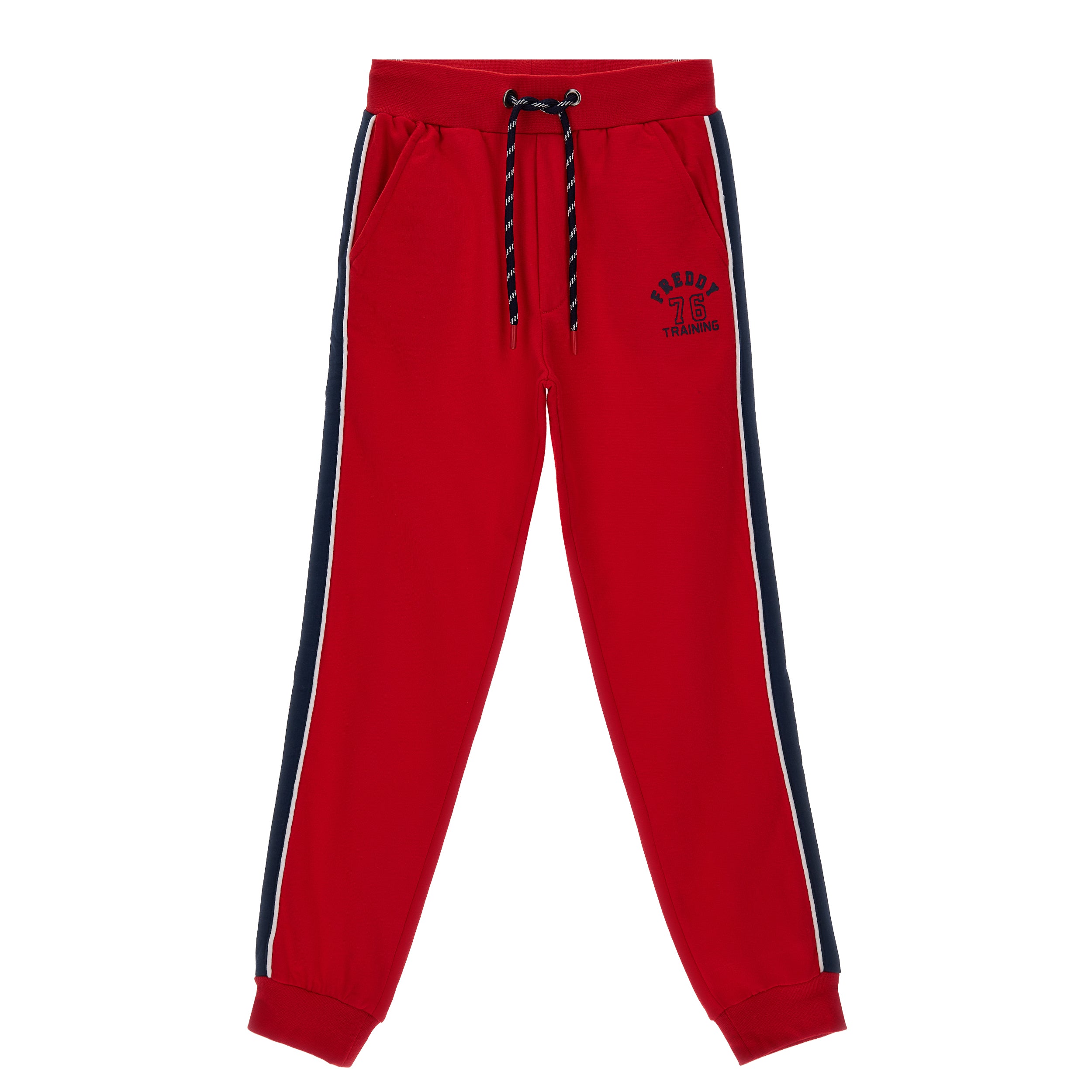 freddy-pantaloni-sportivi-in-felpa-100-cotone-con-bande-laterali-e-piping image 3