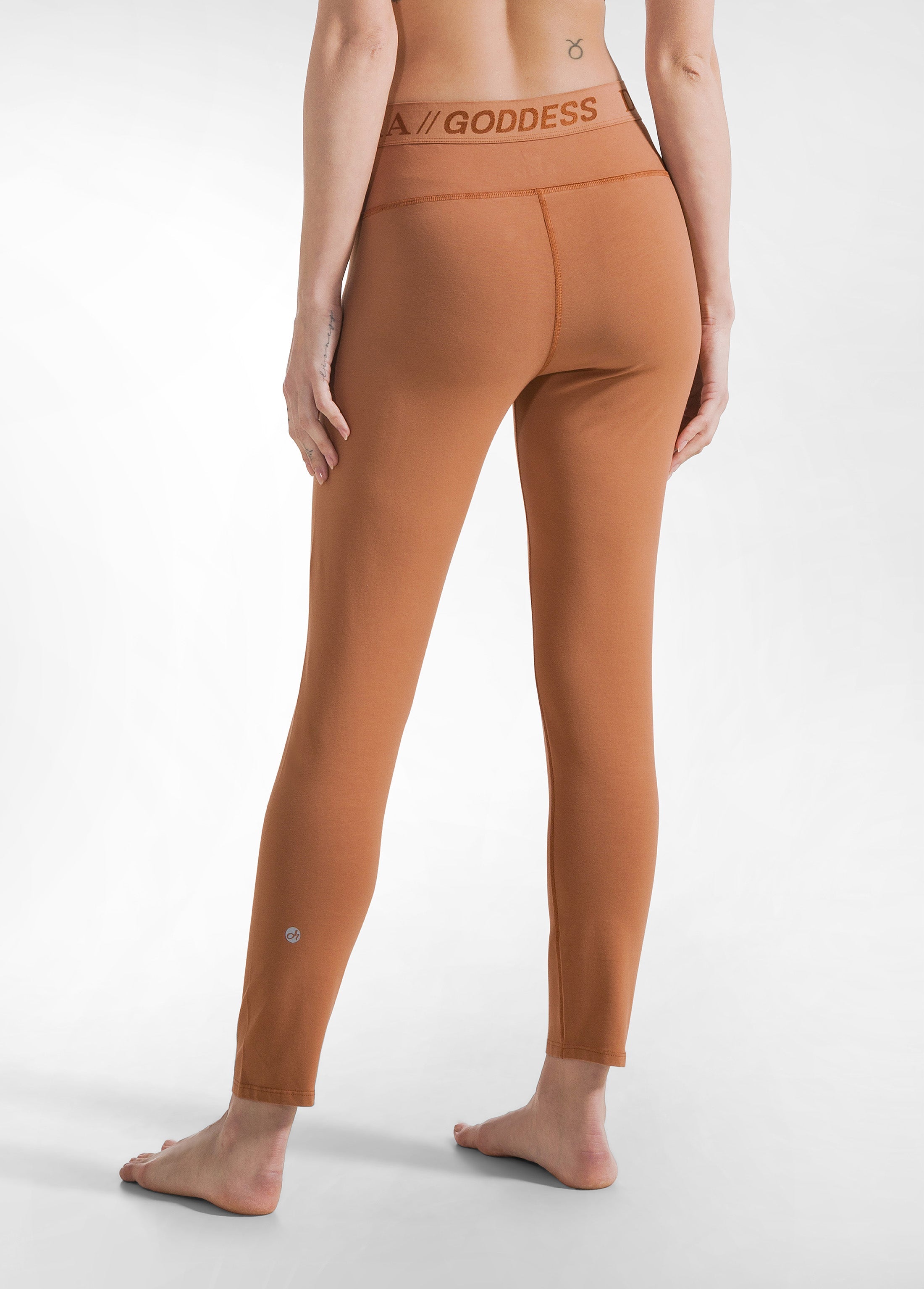 deha-leggings-logo-marrone-in-cotone-organico-elasticizzato image 3