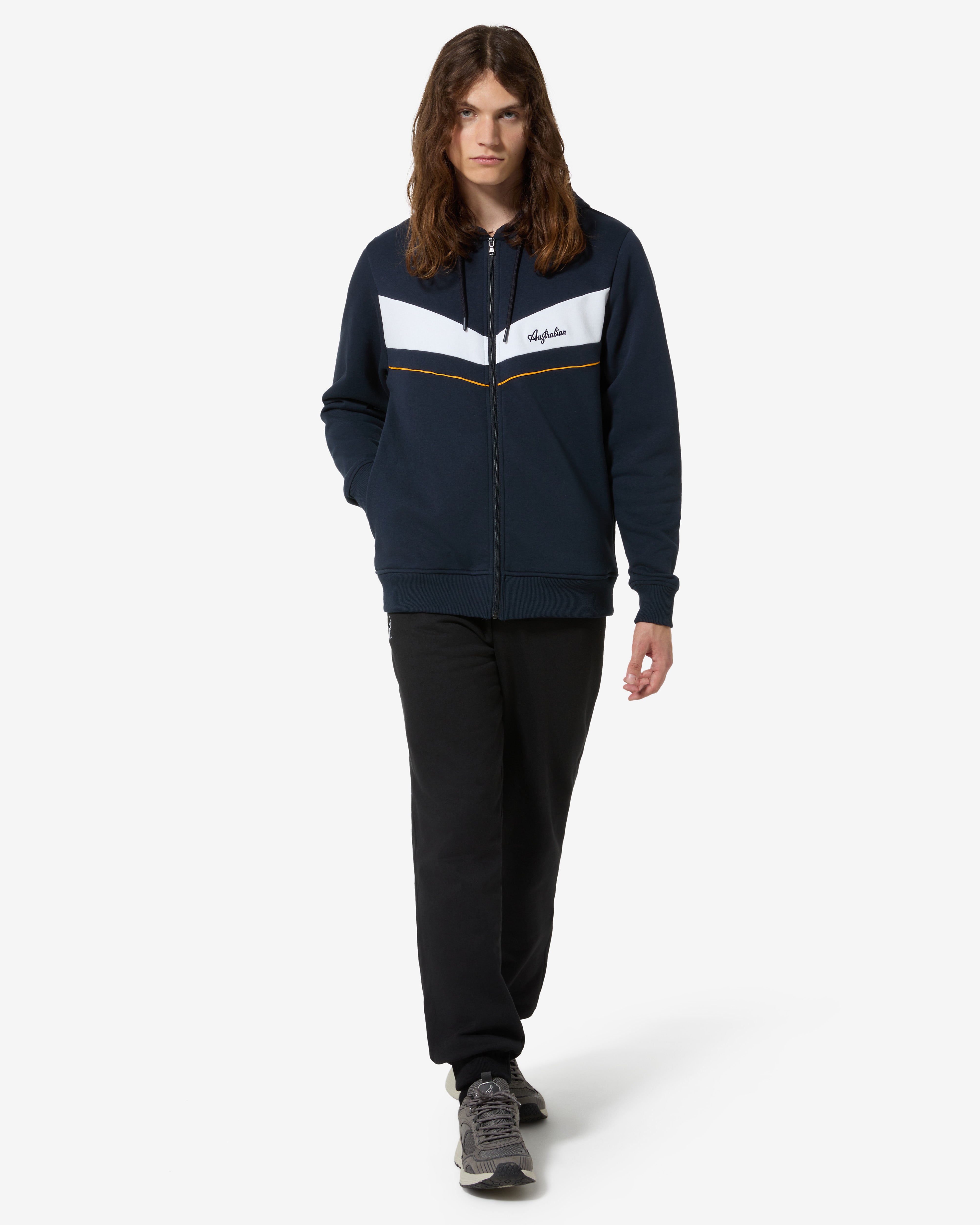 australian-raw-pink-track-jacket-giacca-felpa-blu-navy-made-in-italy image 5
