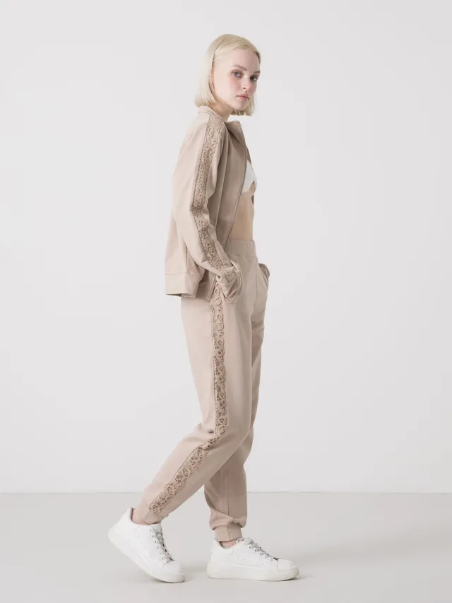 dimensione-danza-pantalone-felpa-stretch-con-inserti-macram-jogger-donna image 1