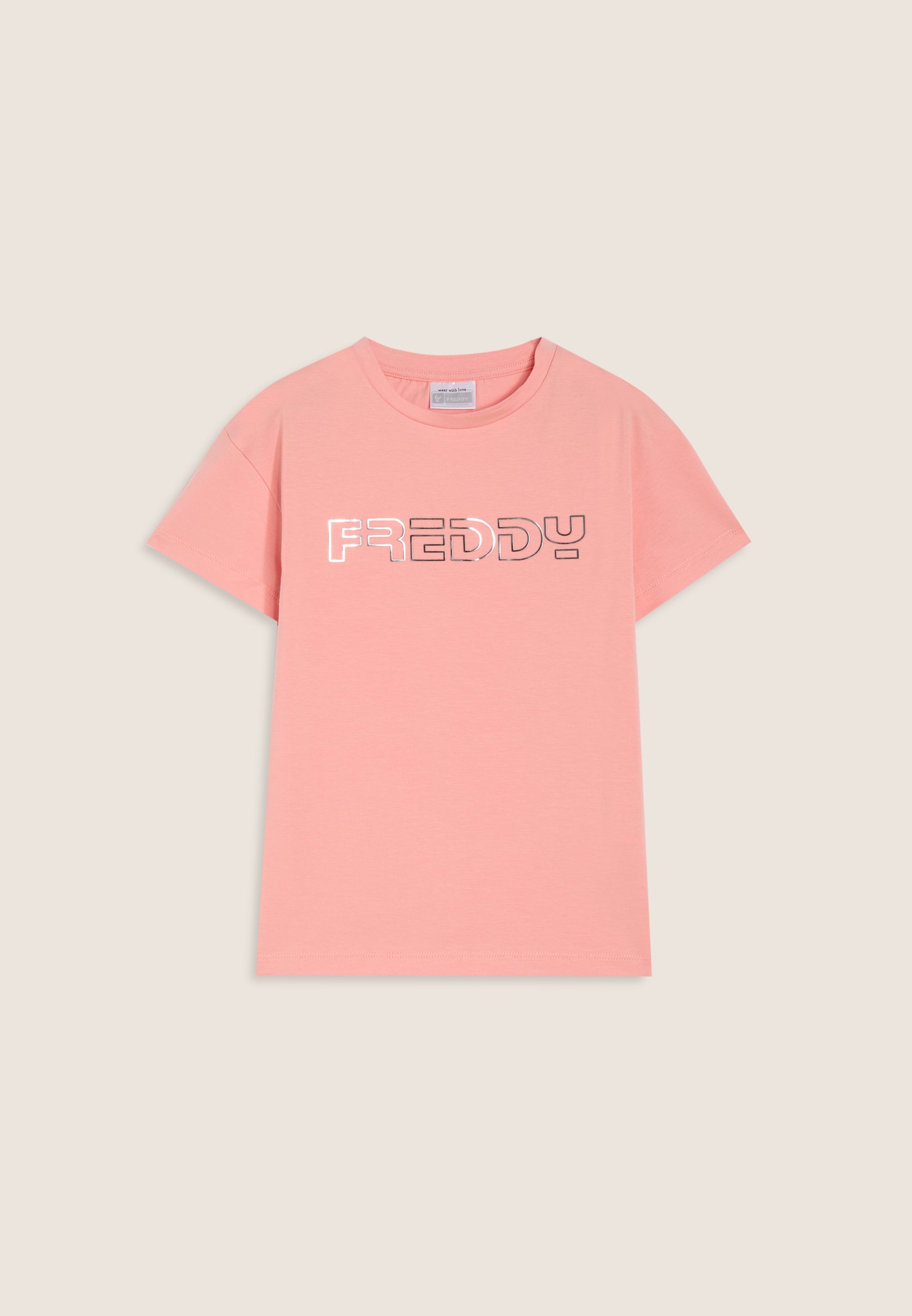 freddy-t-shirt-bambina-regular-fit-in-cotone-con-logo-argento image 4