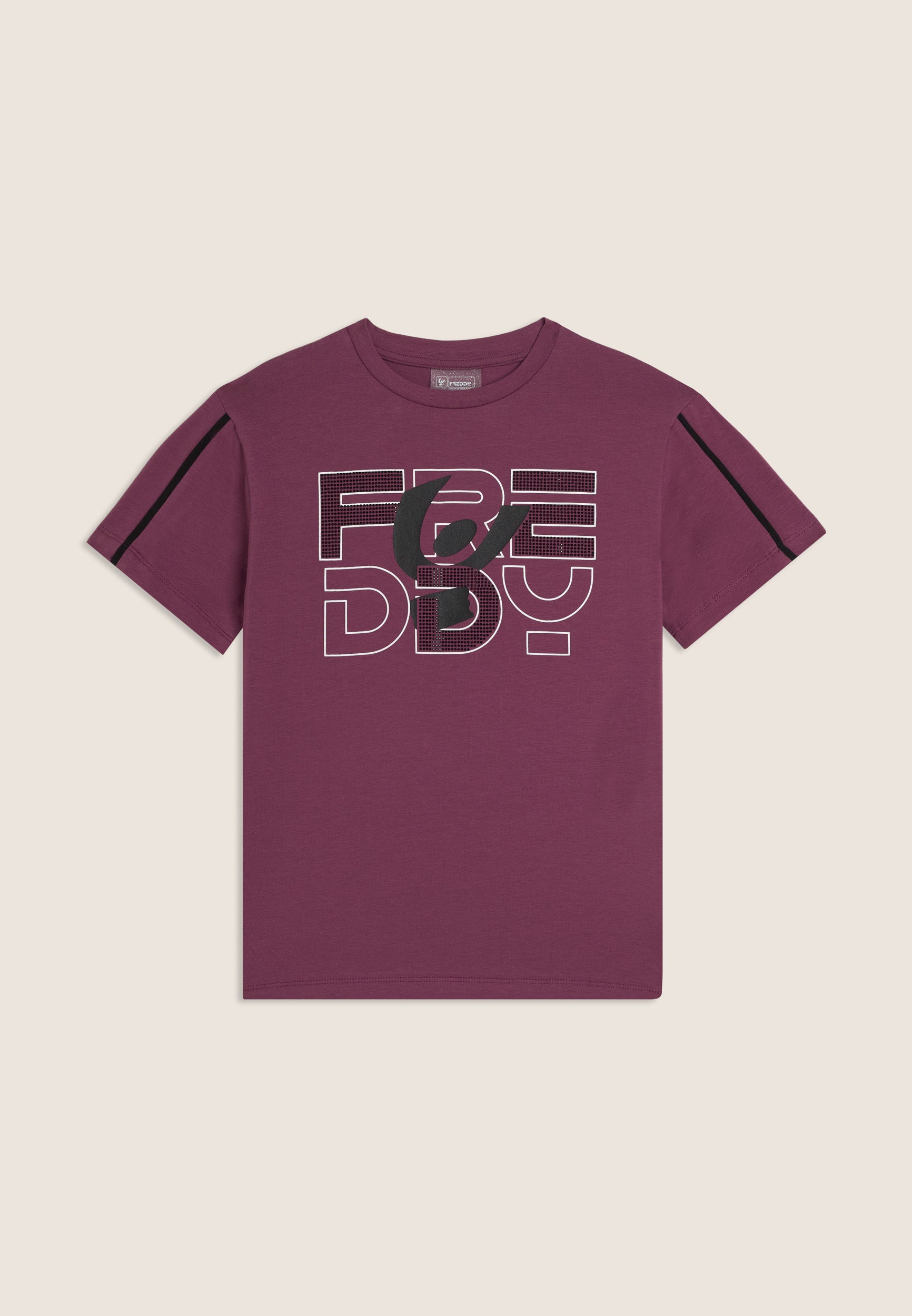 freddy-t-shirt-junior-con-logo-in-strass-maglia-maniche-corte-cotone-elasticizza image 4