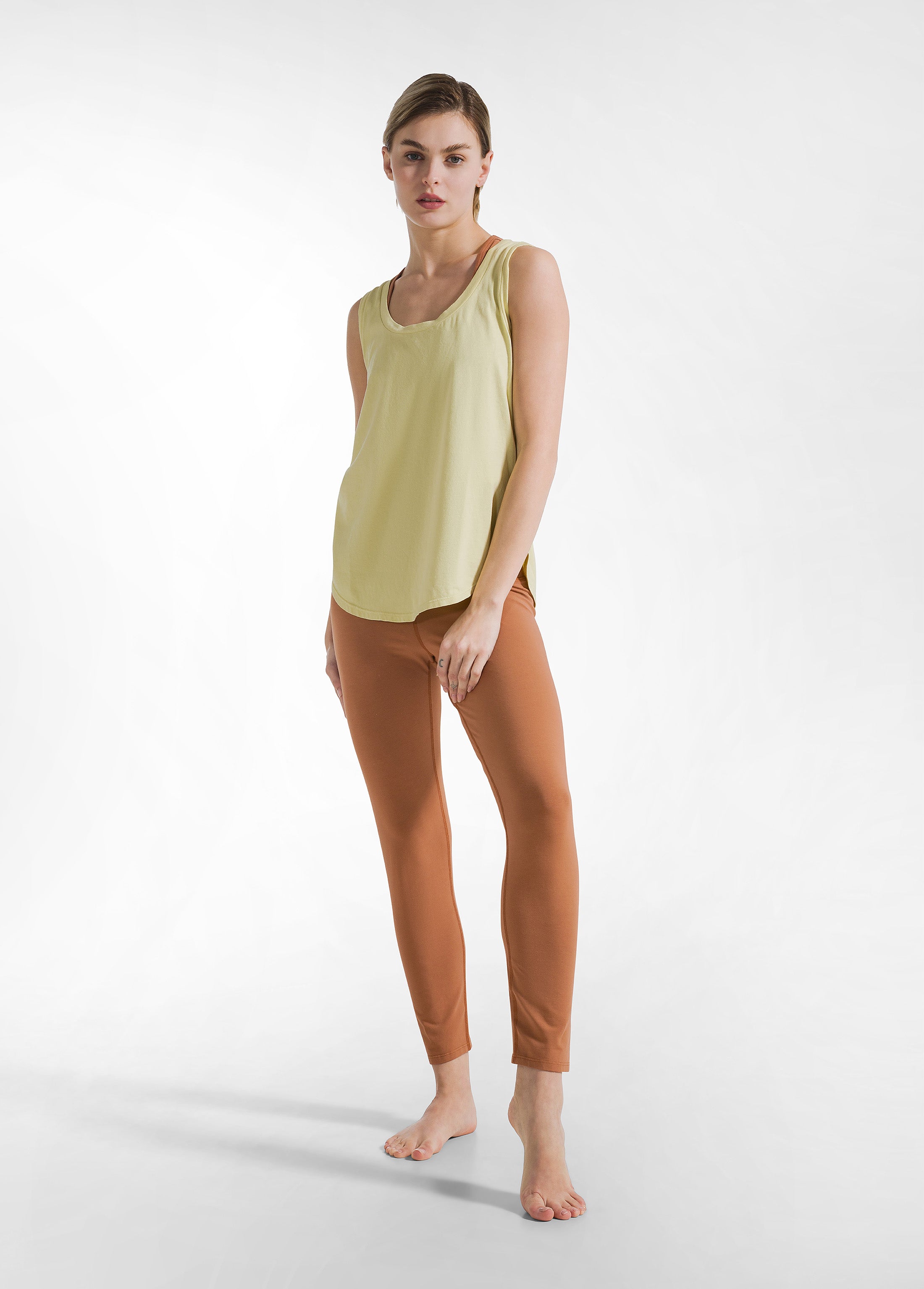 deha-leggings-logo-marrone-in-cotone-organico-elasticizzato image 1