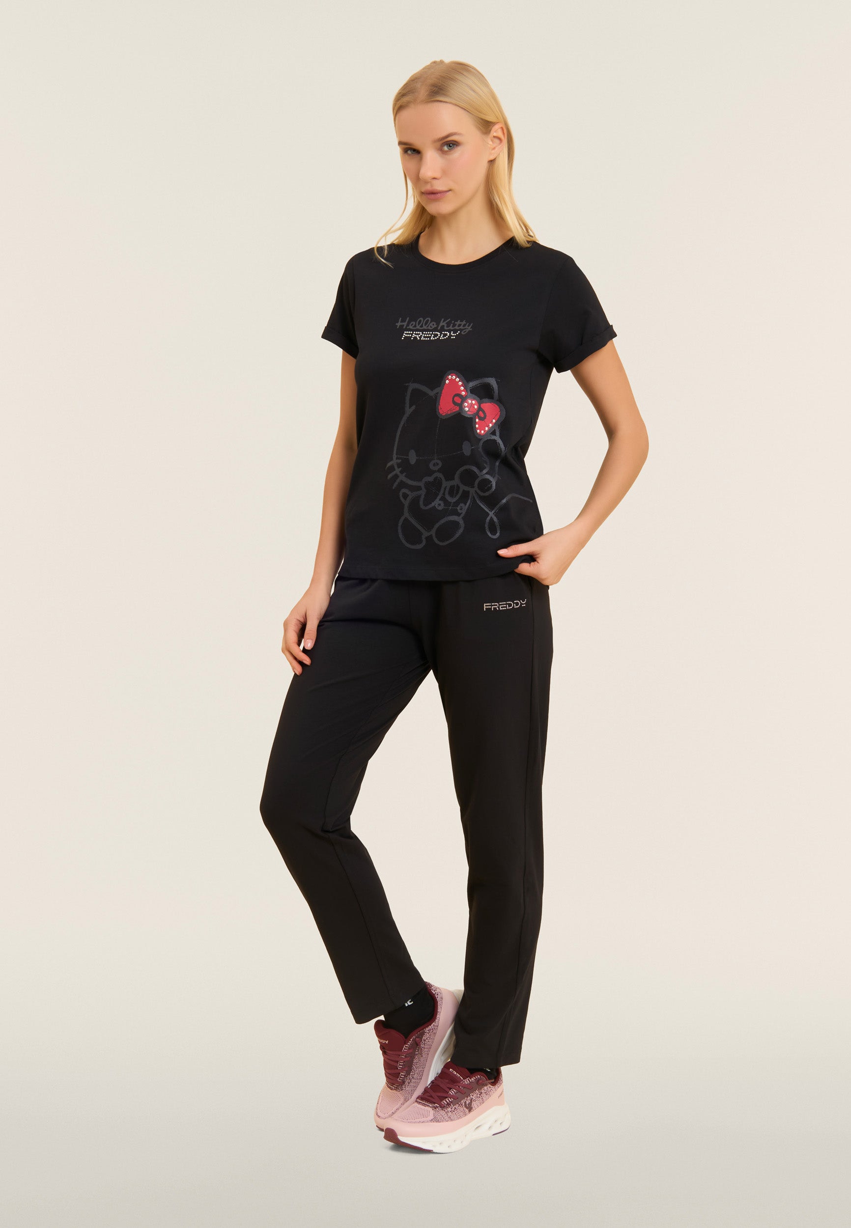 freddy-pantaloni-sportivi-regular-con-logo-freddy-in-perline-rosa-jersey-cotone image 5