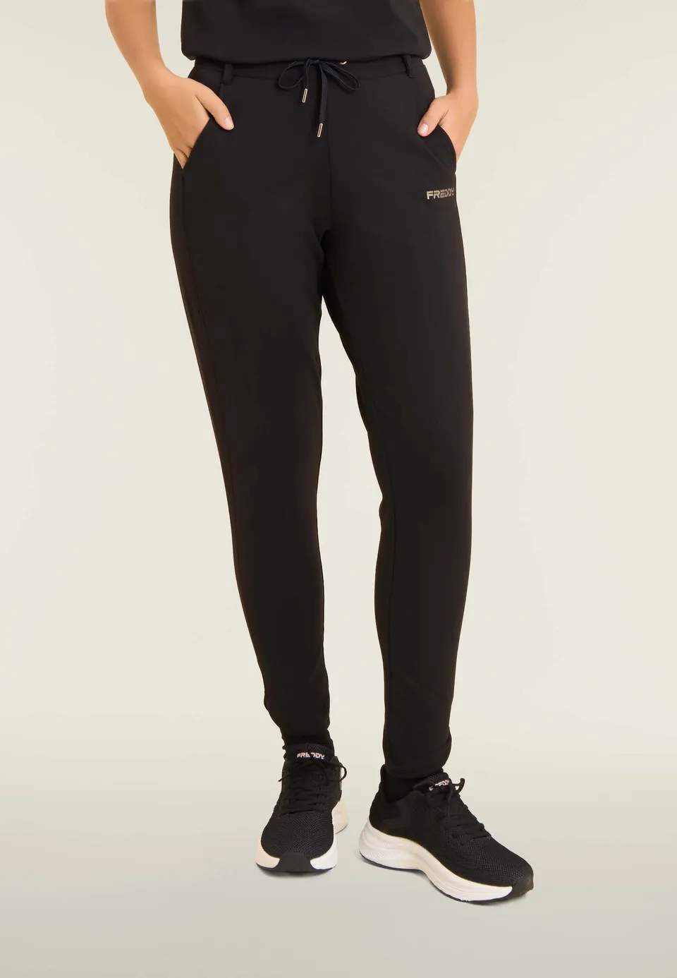 freddy-pantaloni-donna-slim-fit-in-felpa-con-spacchi-laterali image 1