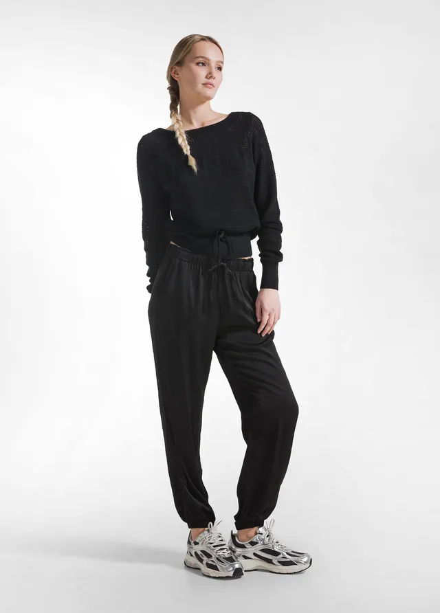 deha-pantaloni-jogger-in-satin-nero-100-viscosa-donna image 1