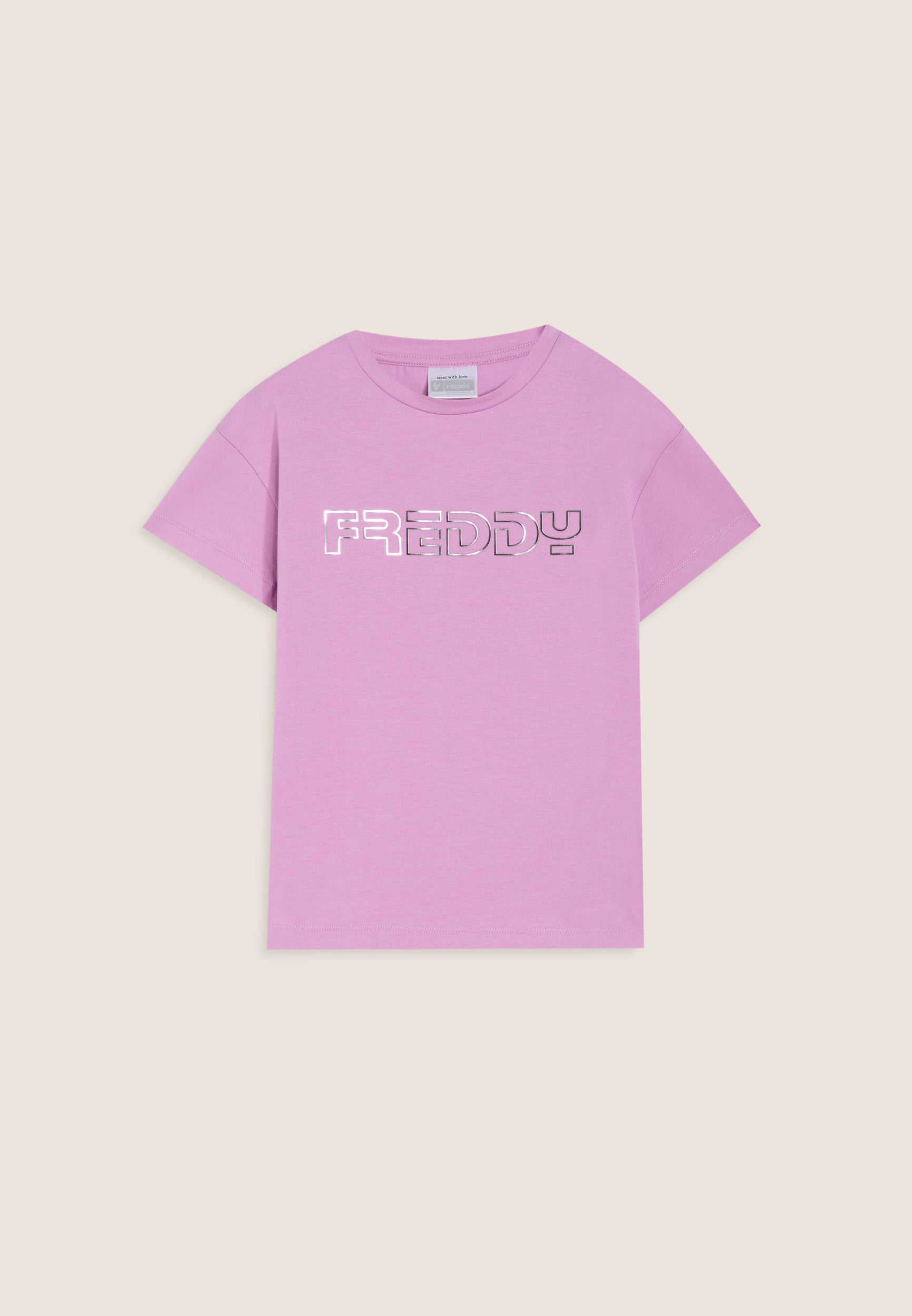 freddy-t-shirt-bambina-regular-fit-in-cotone-con-logo-argento image 1