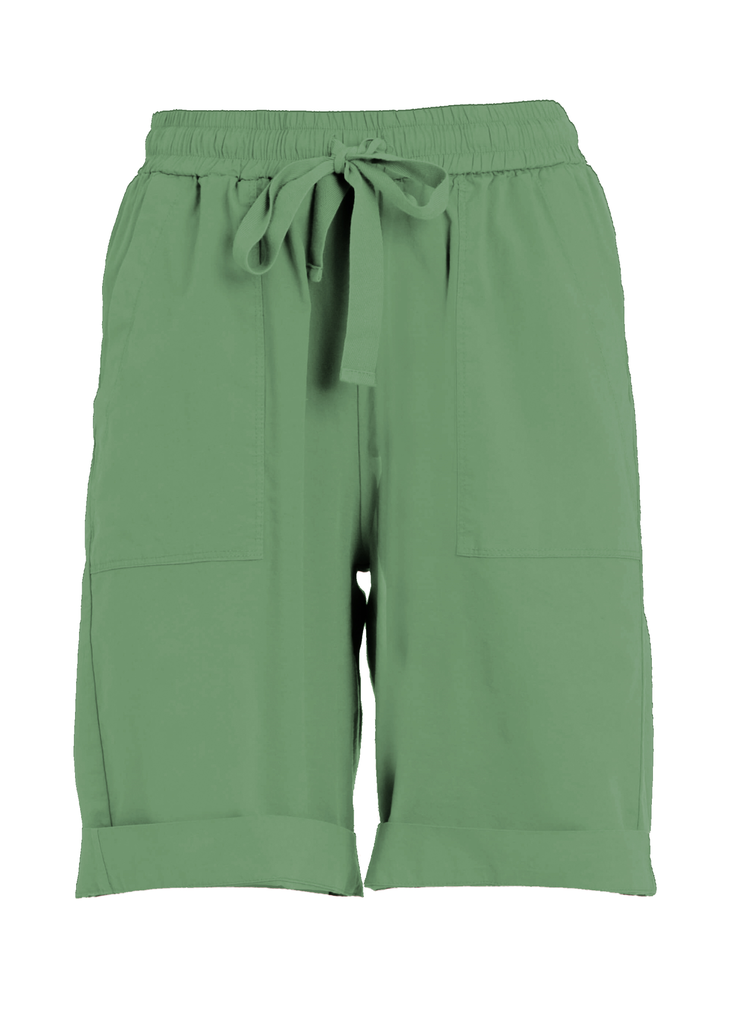 deha-bermuda-in-popeline-con-coulisse-verde-cotone-stretch image 1