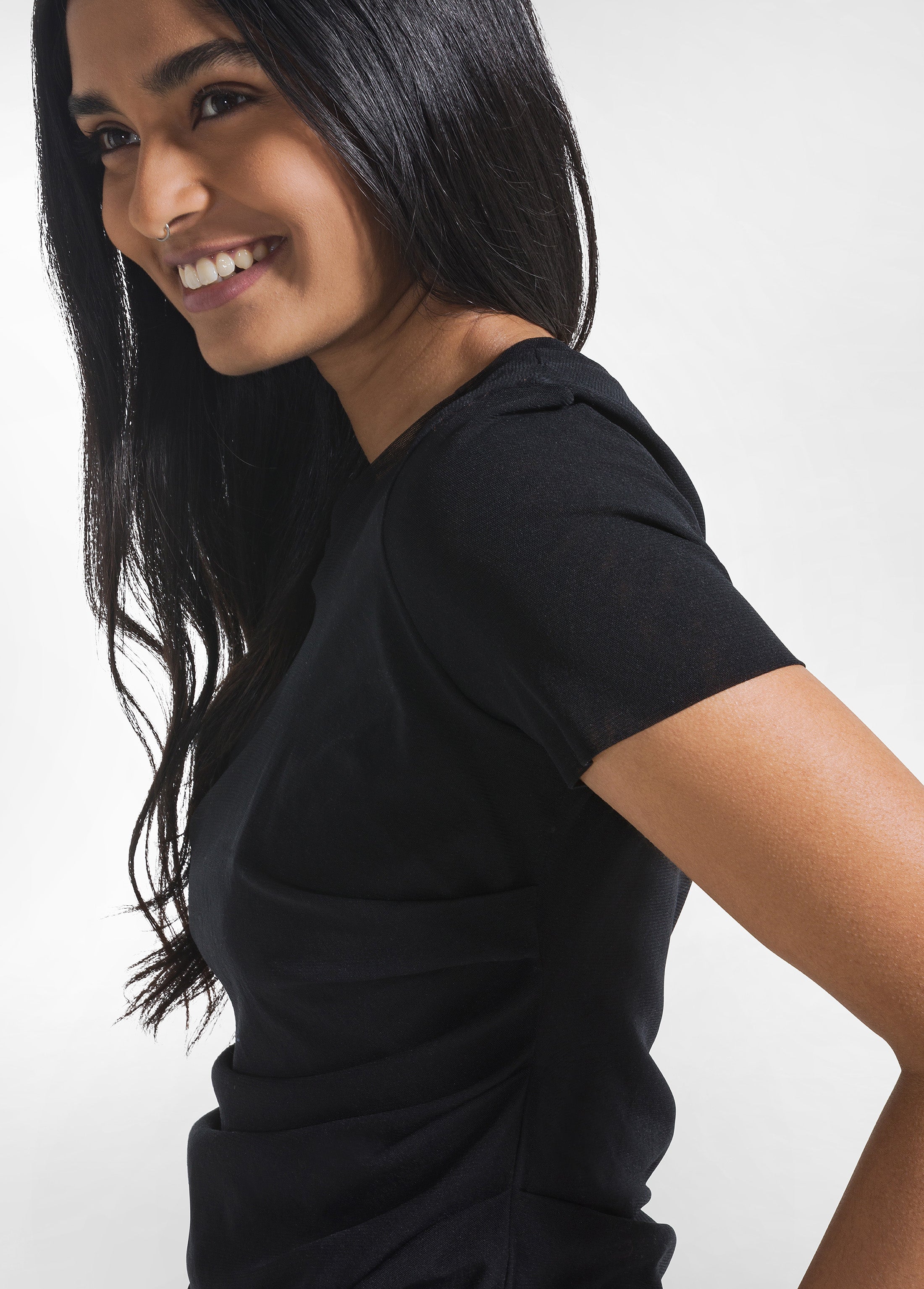 deha-t-shirt-plissettata-doppio-strato-tulle-nero-d42760 image 3
