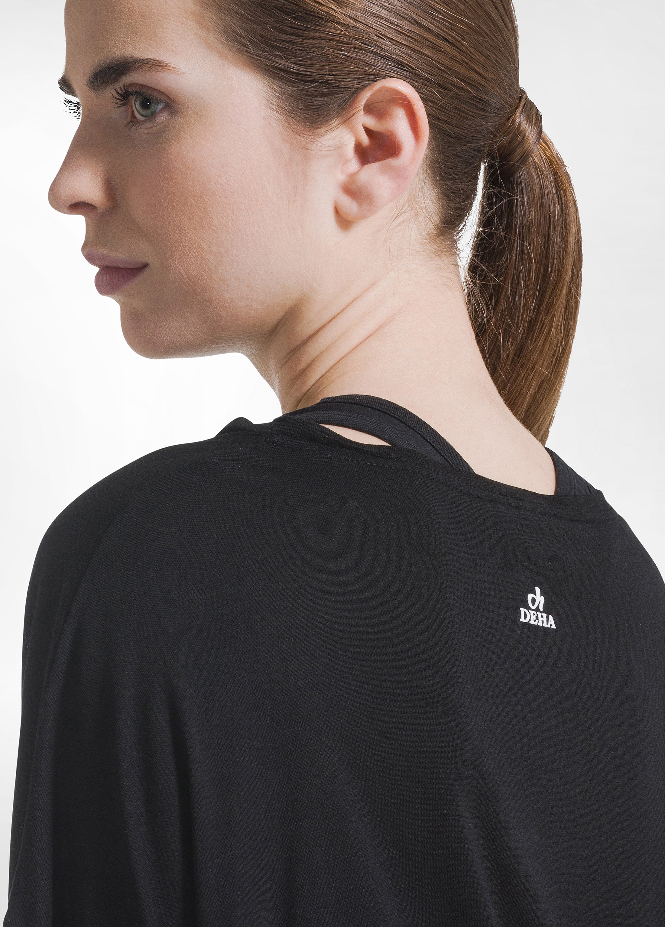 deha-t-shirt-yoga-oversize-tinta-unita-nera image 3