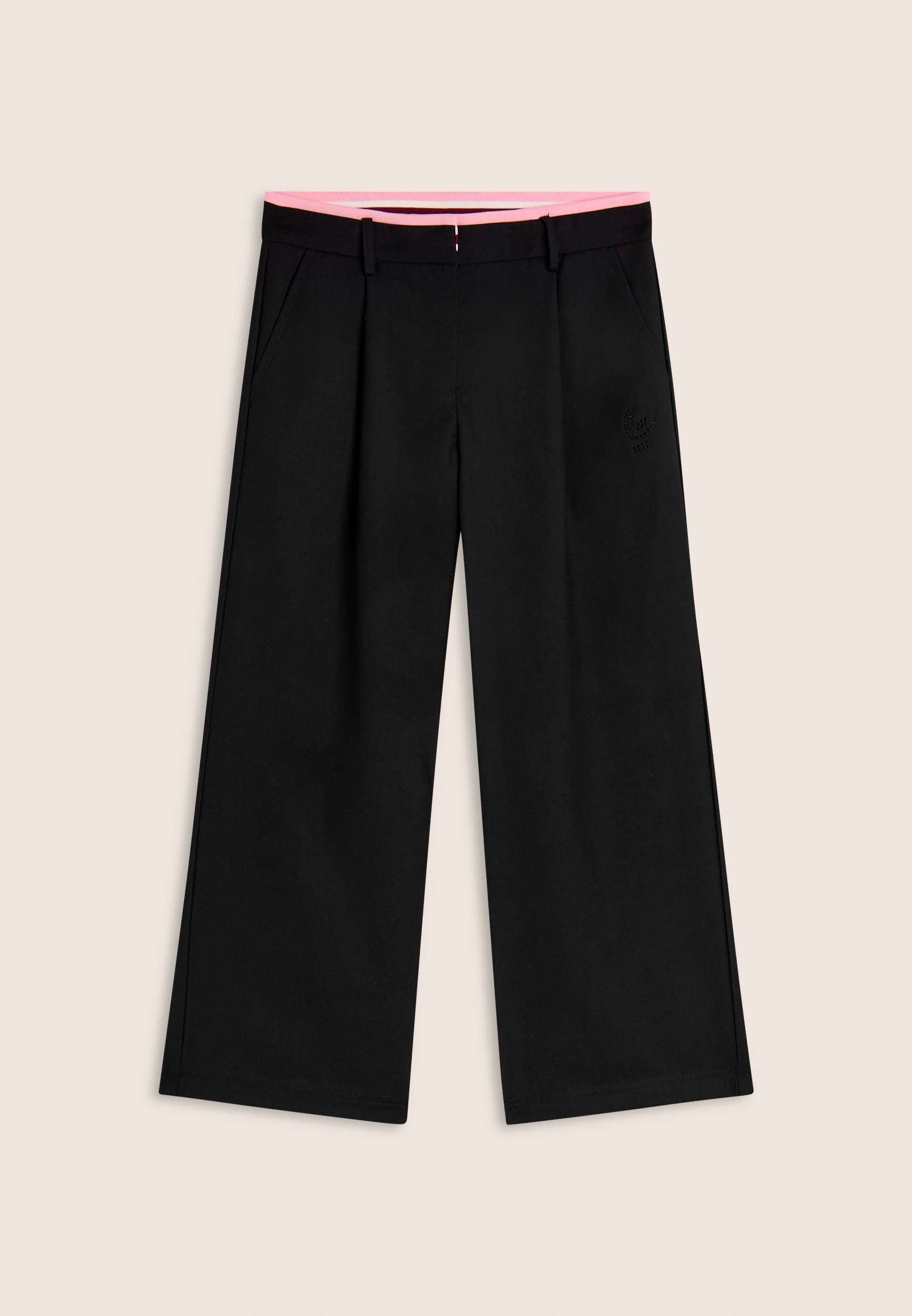 freddy-pantaloni-bambina-wide-leg-con-strass-e-righe-cotone-regular image 1