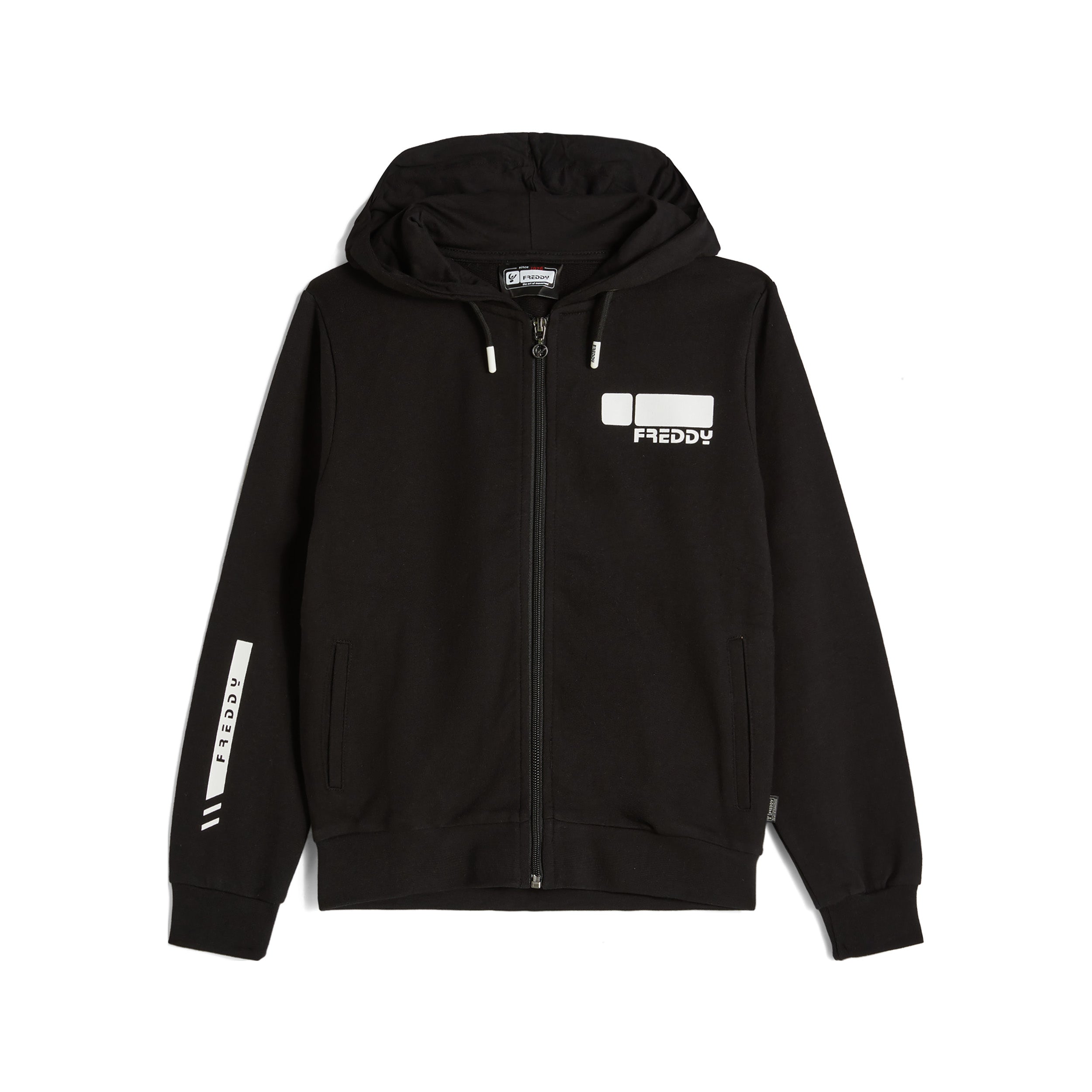 freddy-felpa-full-zip-con-cappuccio-e-stampe-a-contrasto image 1