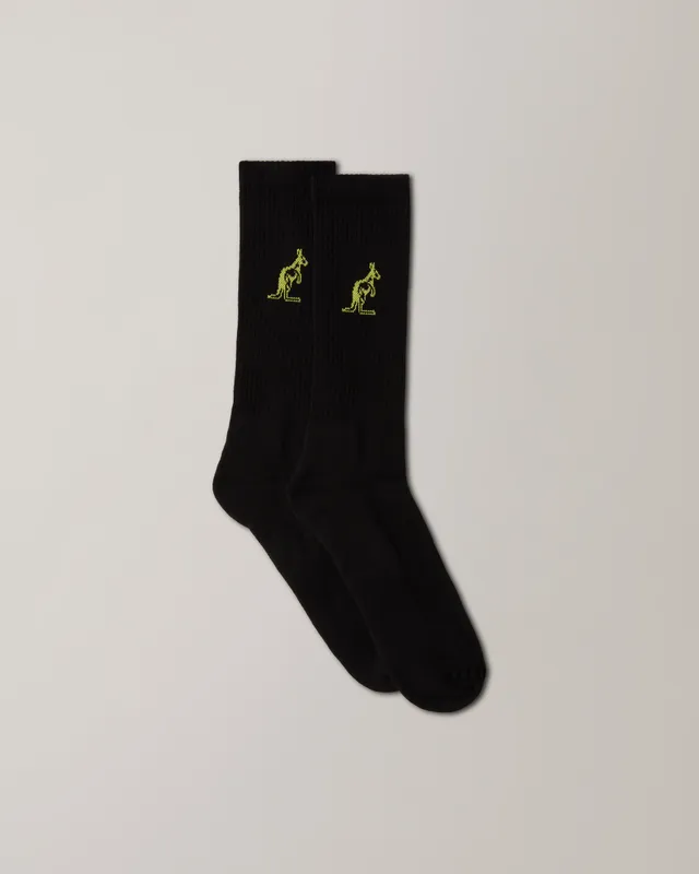 australian-cotton-socks-essential-nero-giallo-vivo image 1
