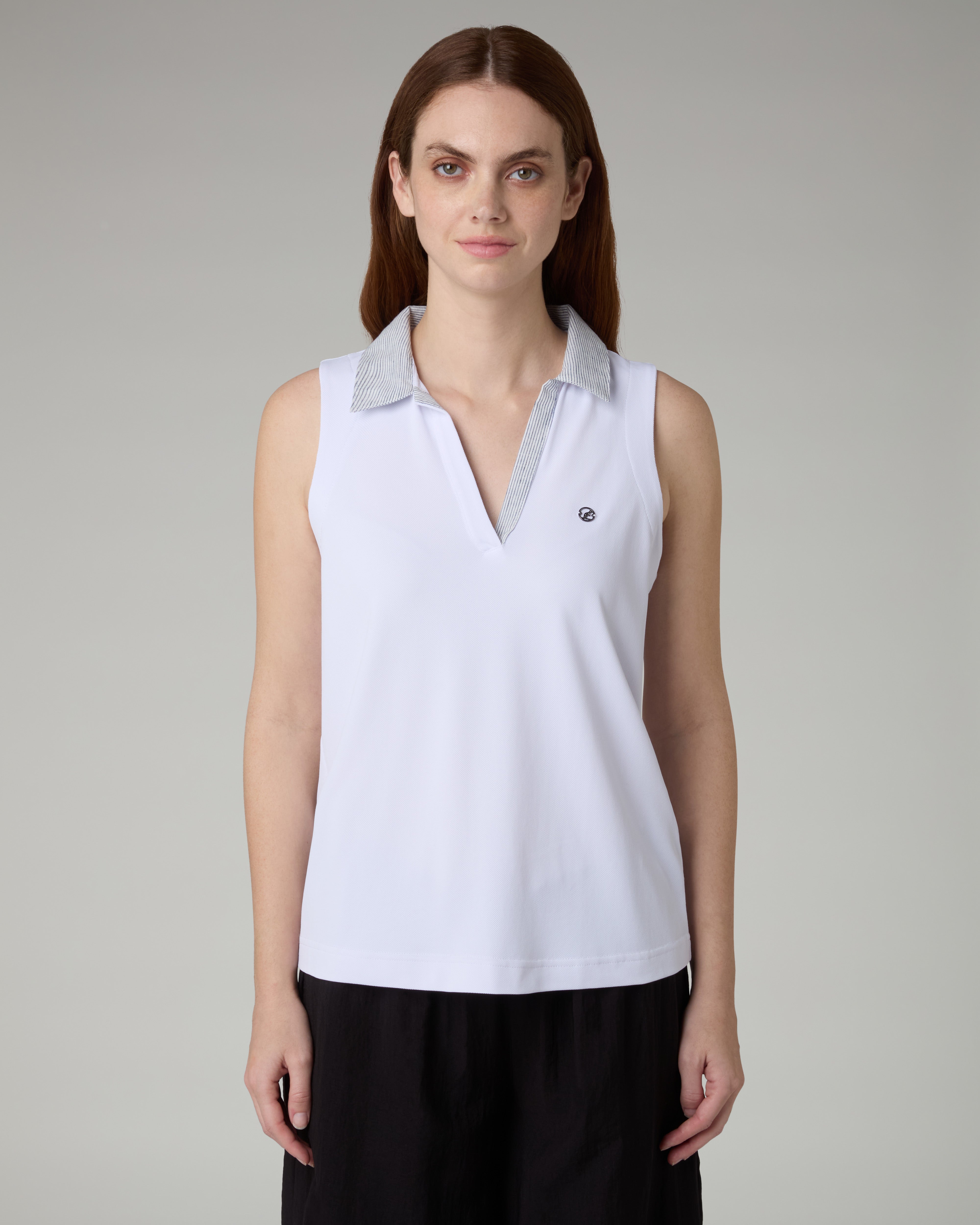 australian-sleeveless-polo-top-polo-donna-smanicata-in-piquet-bianco image 2