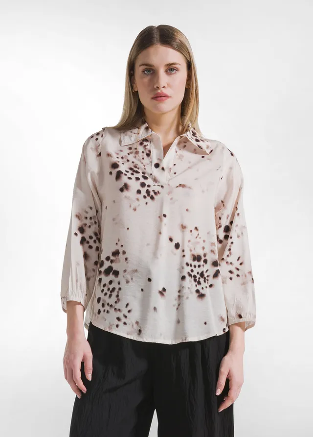 deha-camicia-in-viscosa-stampata-crinkle-beige-donna image 1