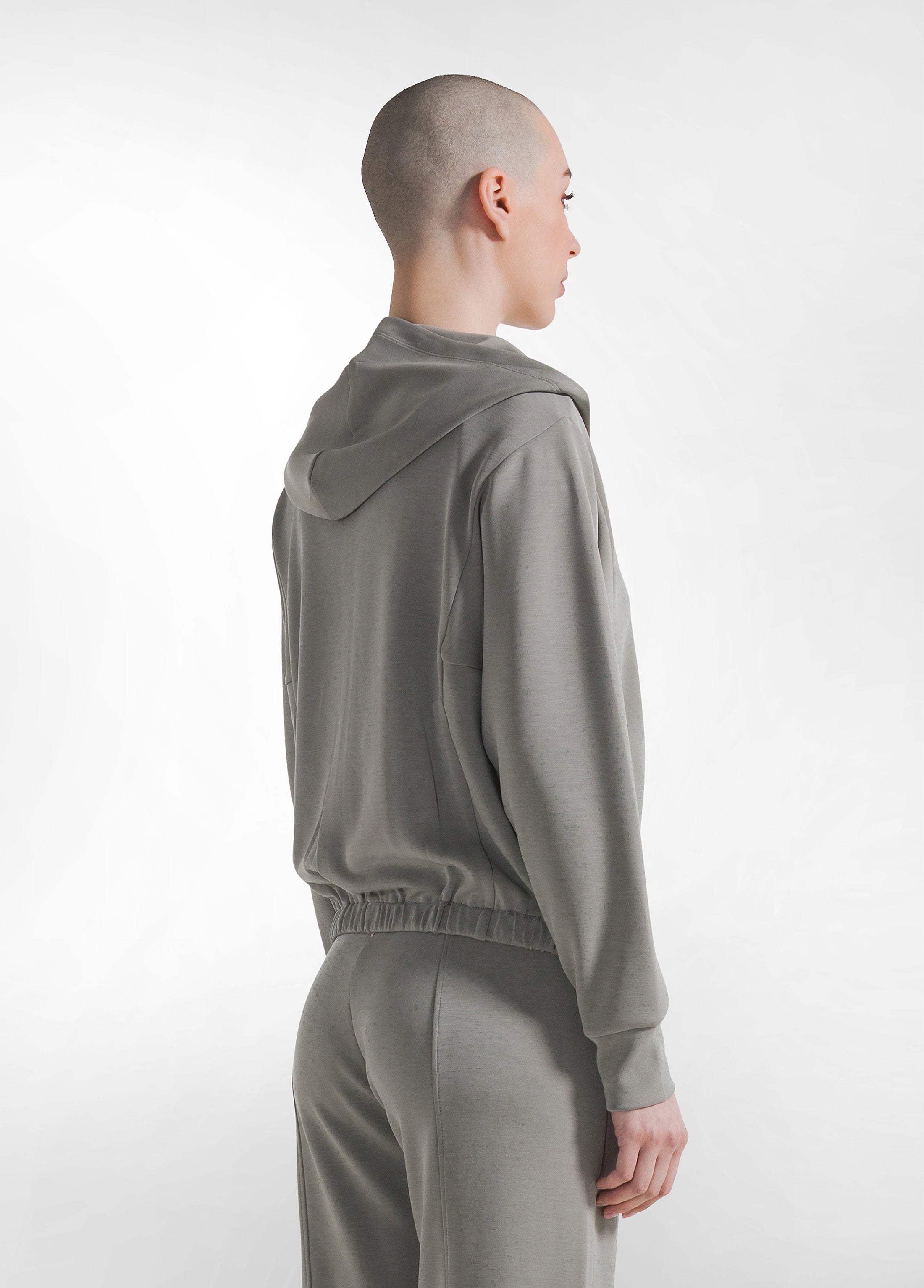 deha-felpa-soft-touch-con-cappuccio-e-zip-verde image 3