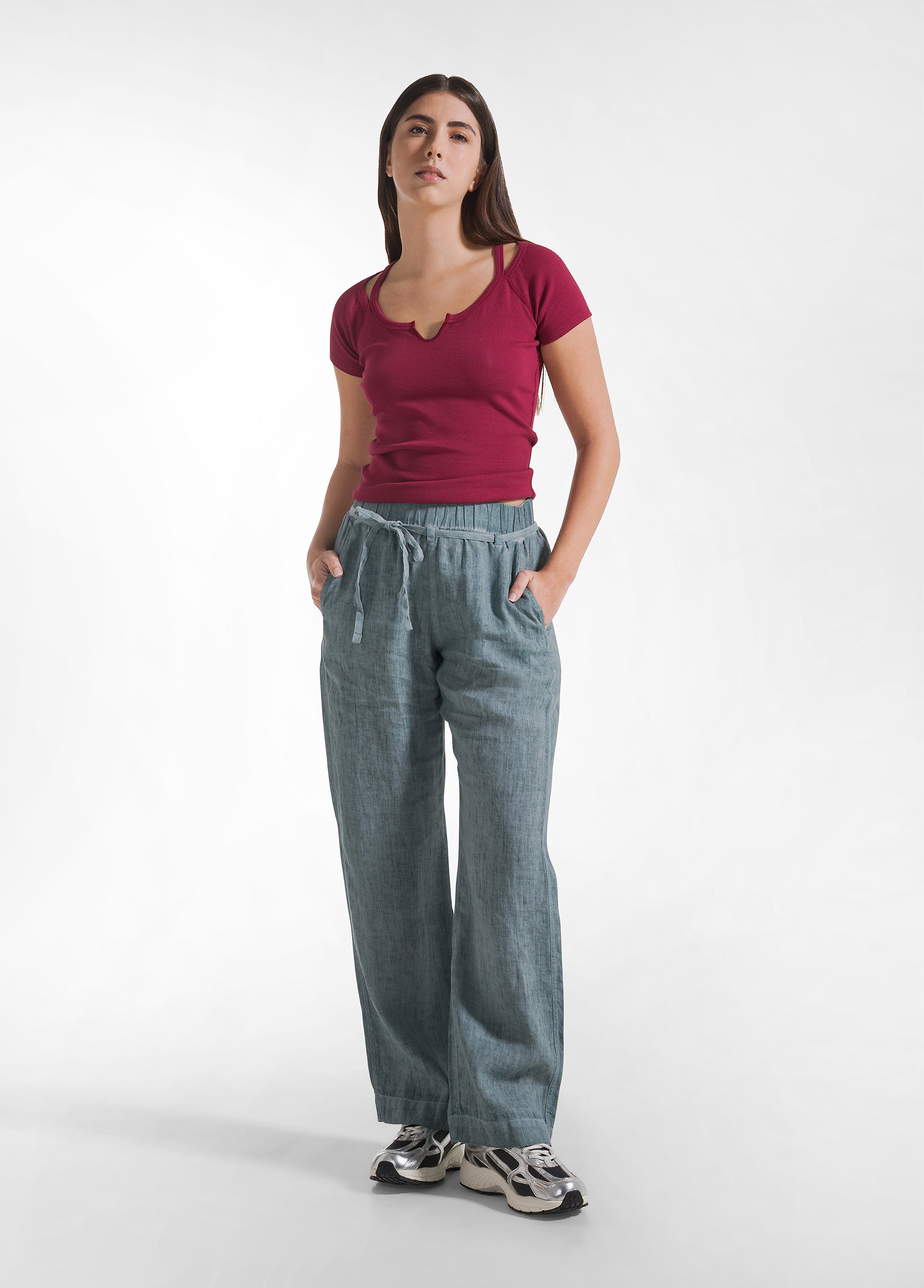 deha-t-shirt-aderente-in-costina-rosso image 4