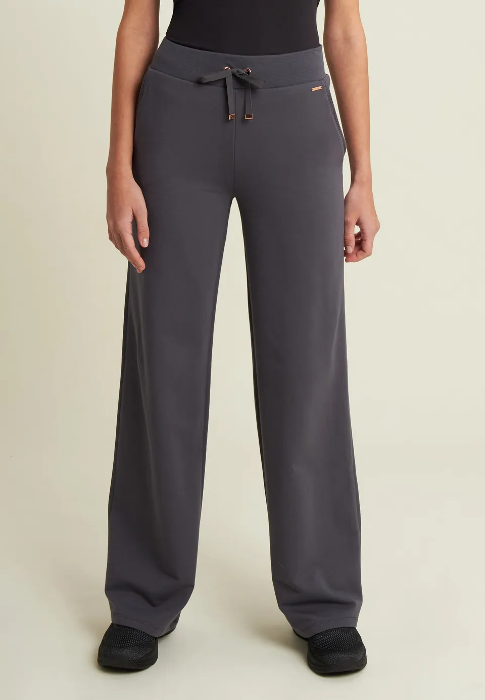 freddy-pantaloni-donna-wide-leg-in-felpa-modal-con-micro-trecce image 1