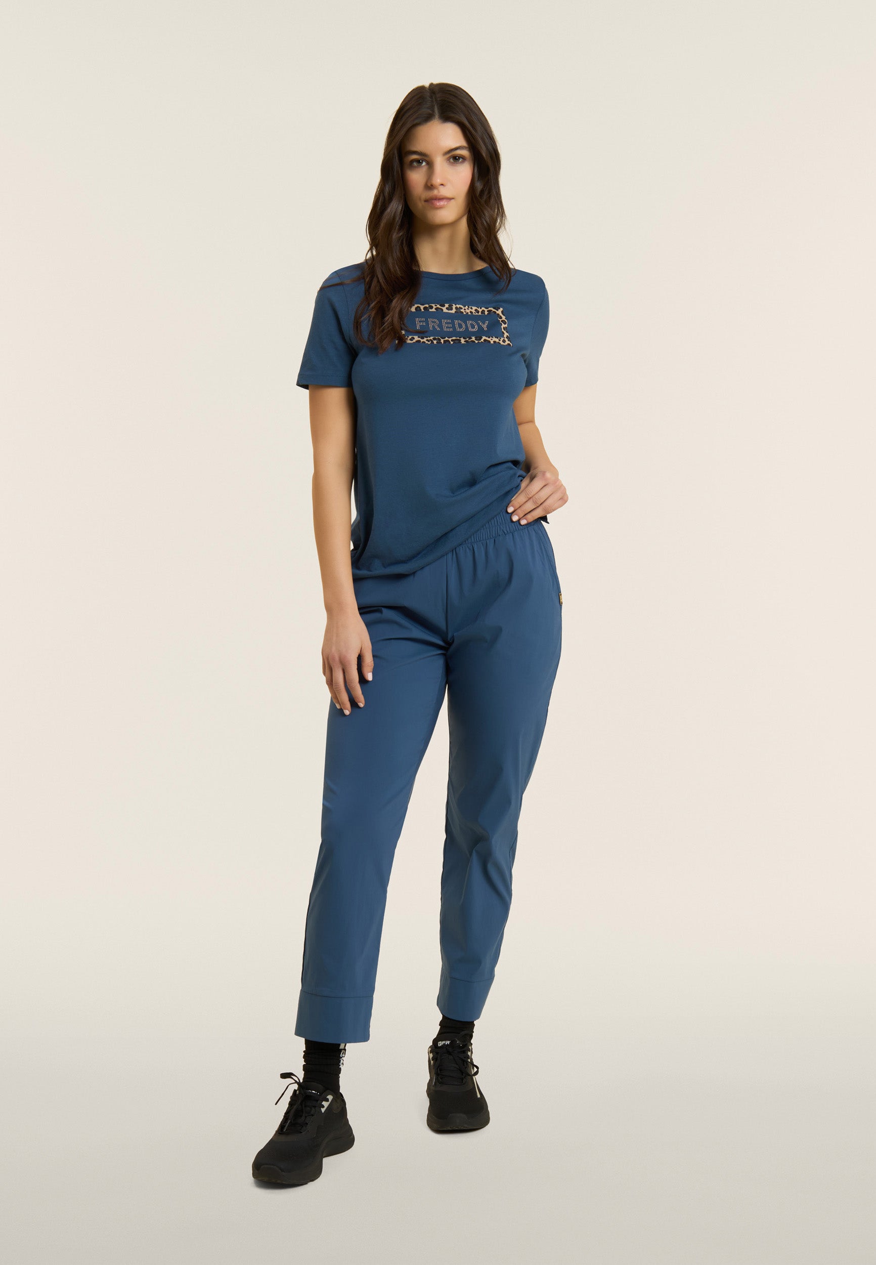 freddy-pantaloni-cropped-carota-popeline-elasticizzato-donna image 2