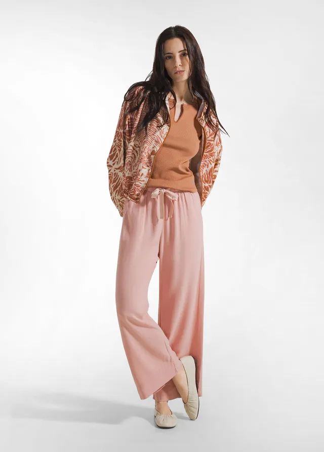 deha-pantalone-cropped-in-viscosa-crepe-rosa image 1