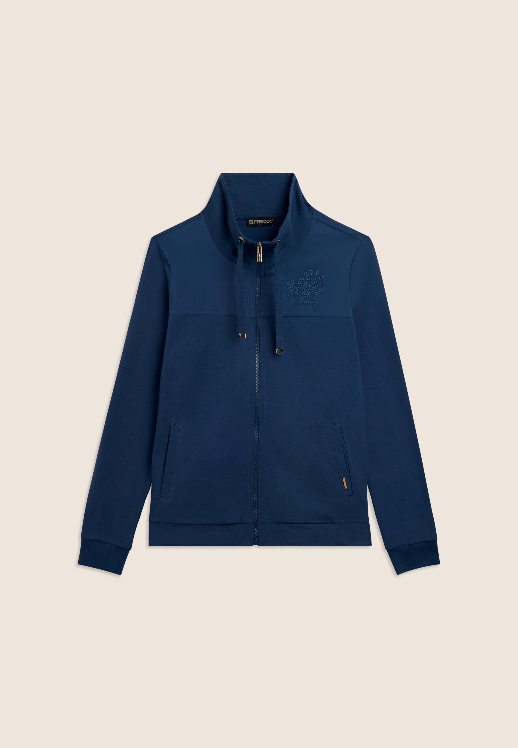freddy-felpa-zip-collo-alto-ricami-floreali-donna image 6