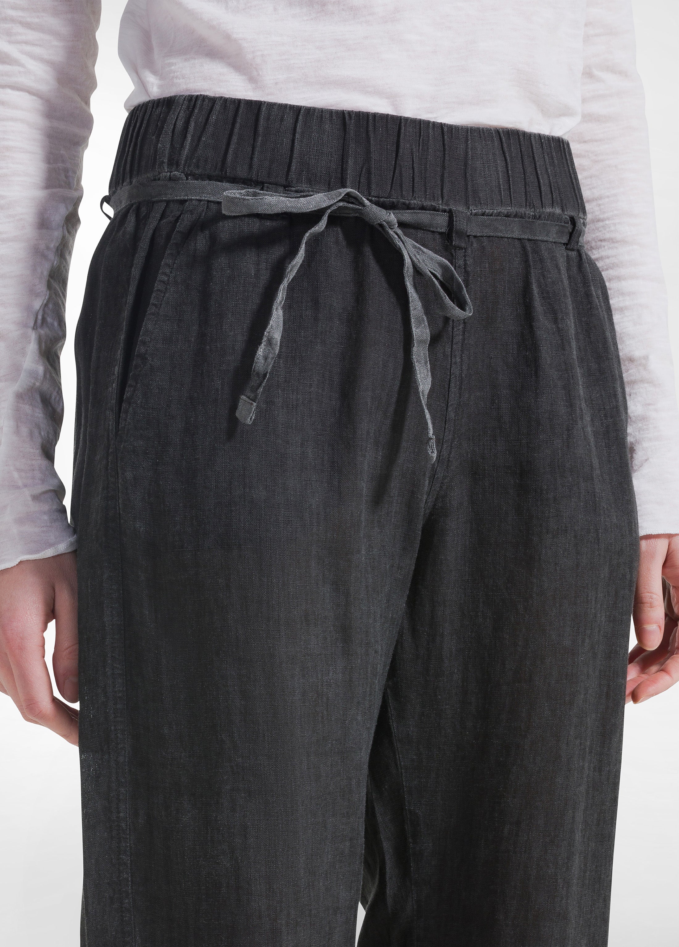 deha-d42585-pantaloni-dritti-neri-effetto-sfumato-in-lino image 4