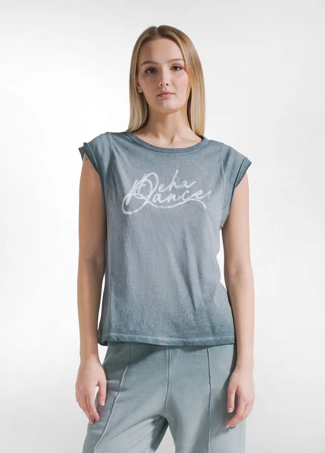 deha-d42602-t-shirt-grafica-effetto-fade-verde image 1