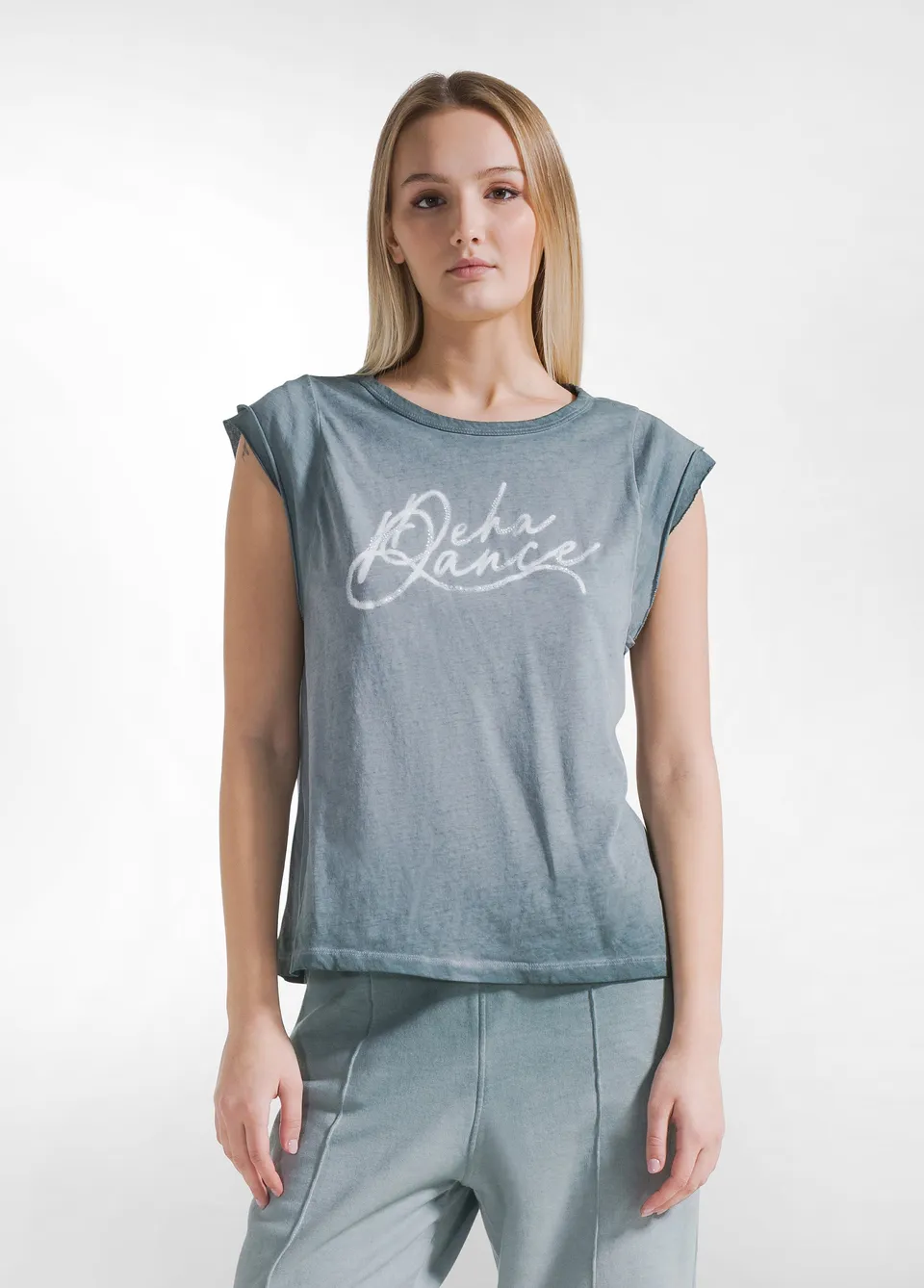 deha-d42602-t-shirt-grafica-effetto-fade-verde image 1