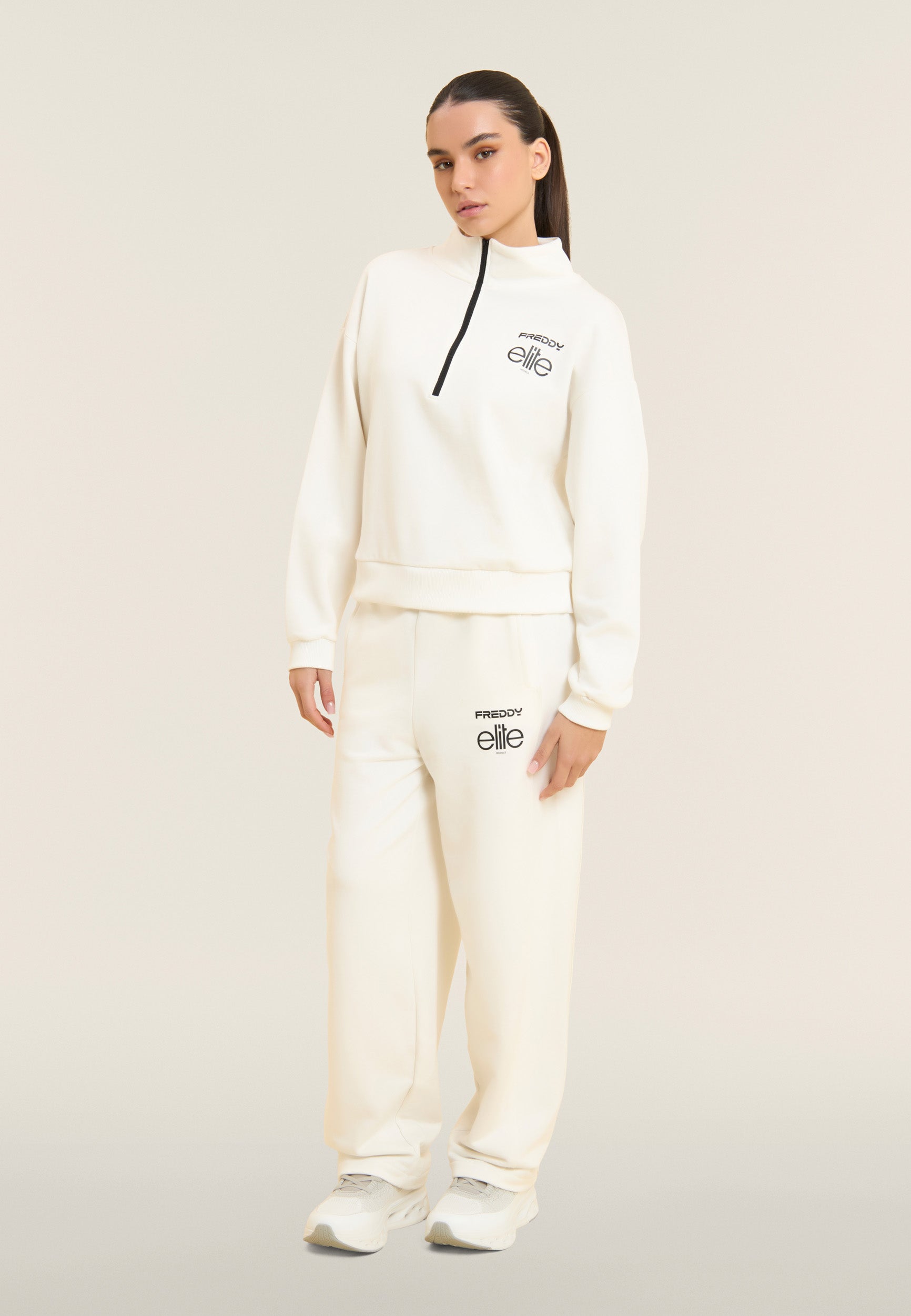 freddy-x-elite-felpa-comfort-fit-donna-in-cotone-con-mezza-zip image 2