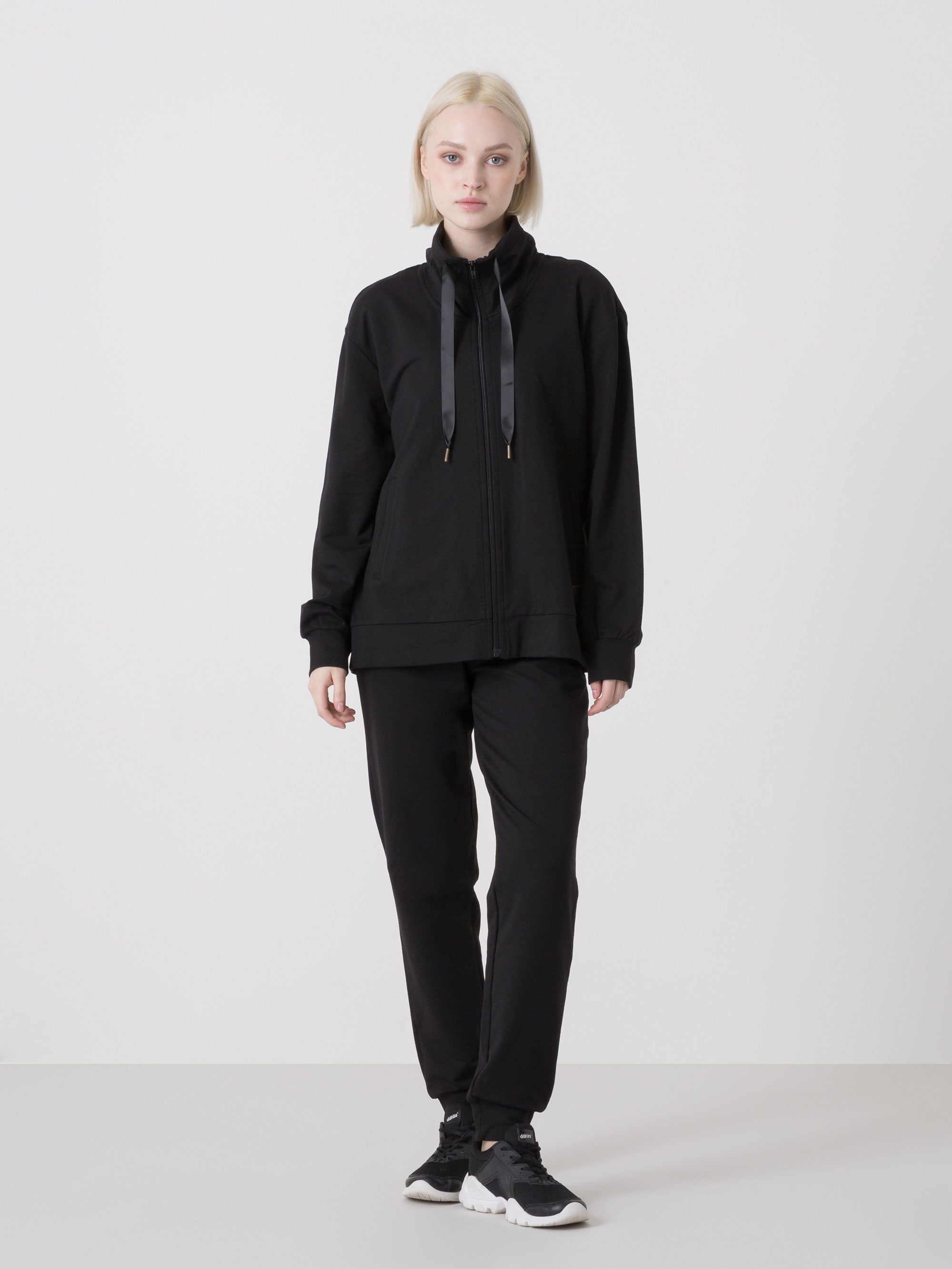 dimensione-danza-felpa-donna-full-zip-over-fit-in-modal-con-collo-alto image 2