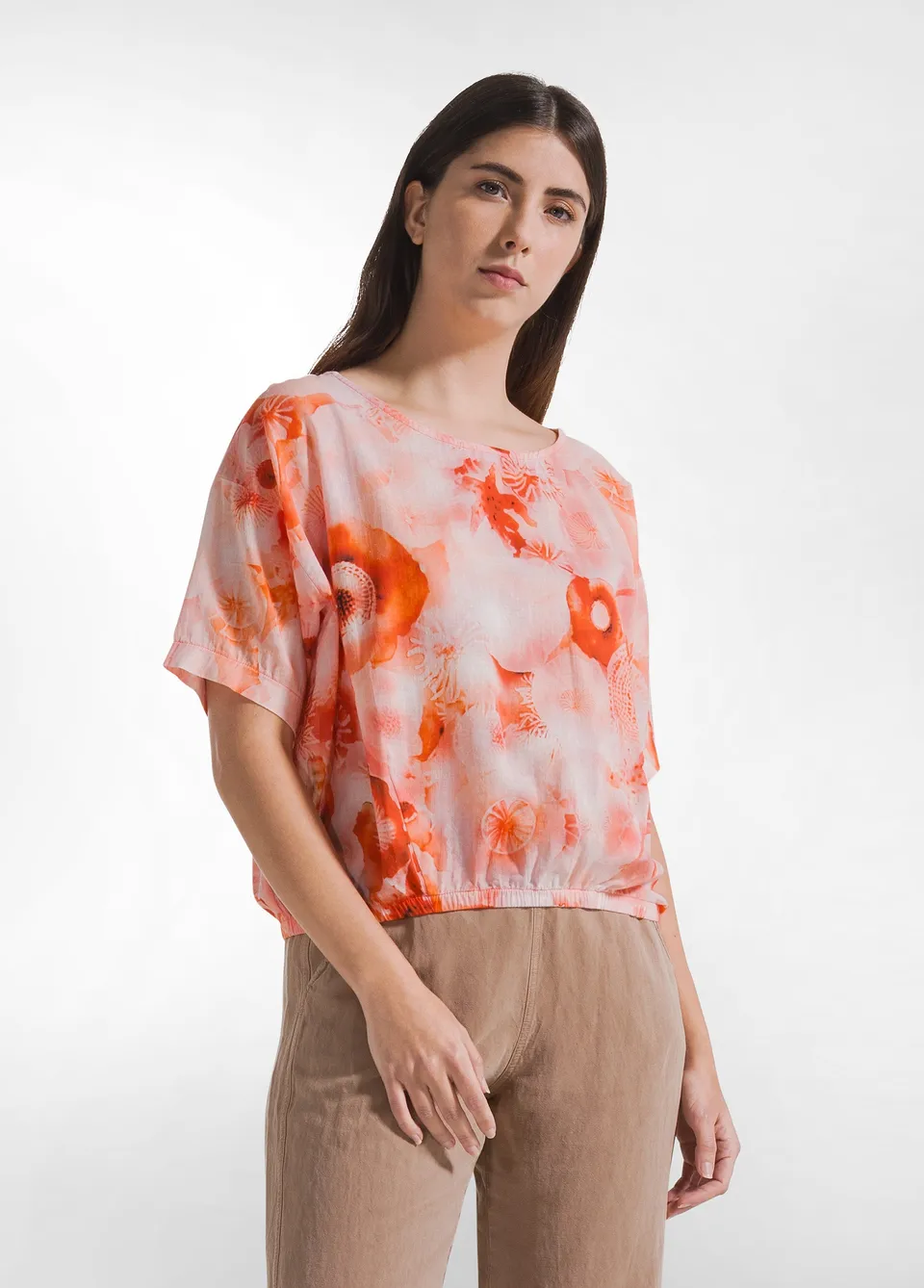 deha-top-all-over-mussola-cotone-rosso-top-donna image 1