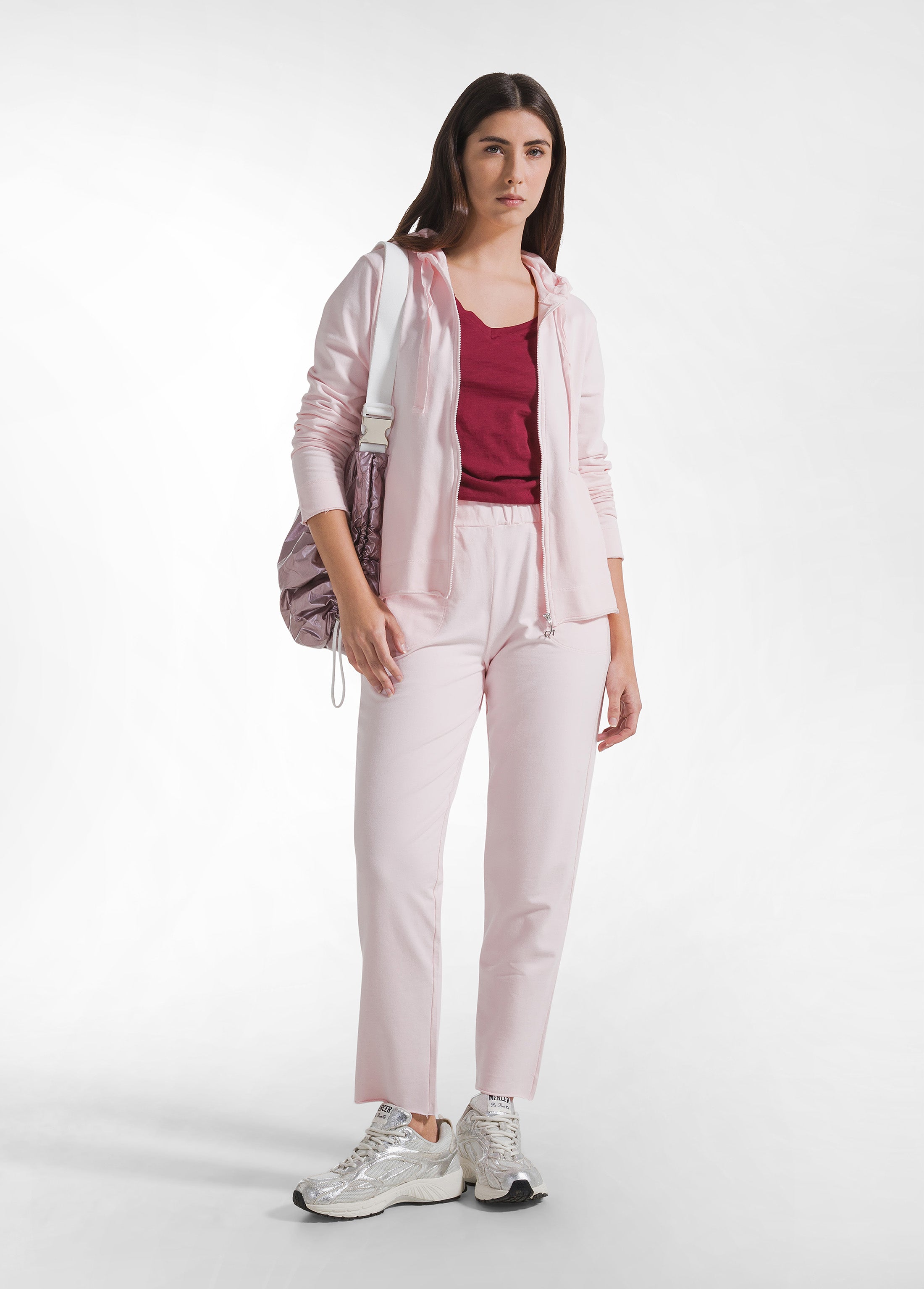 deha-d42520-felpa-core-leggera-con-zip-e-cappuccio-rosa image 4