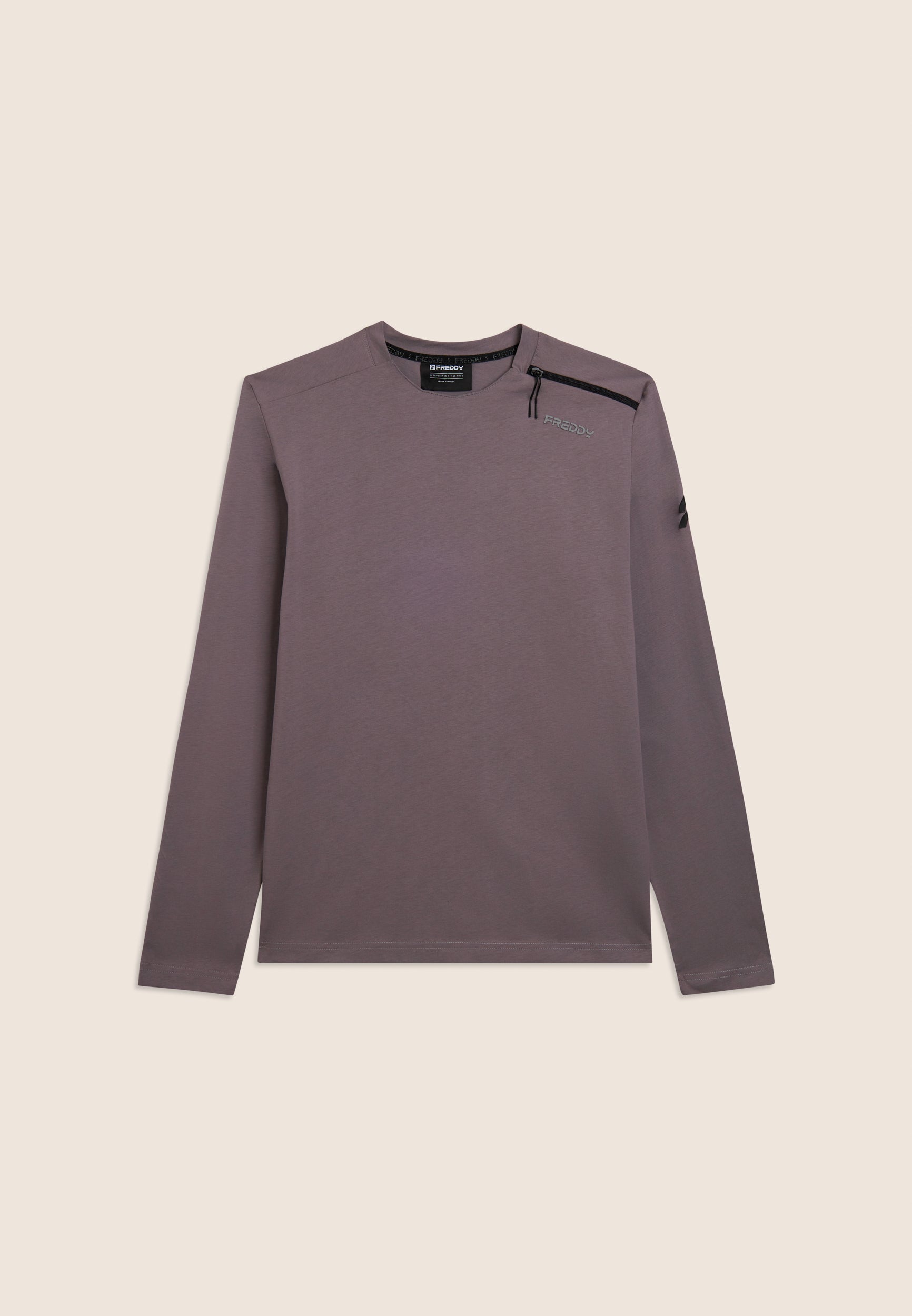 freddy-t-shirt-manica-lunga-jersey-stretch-con-zip-decorativa image 4