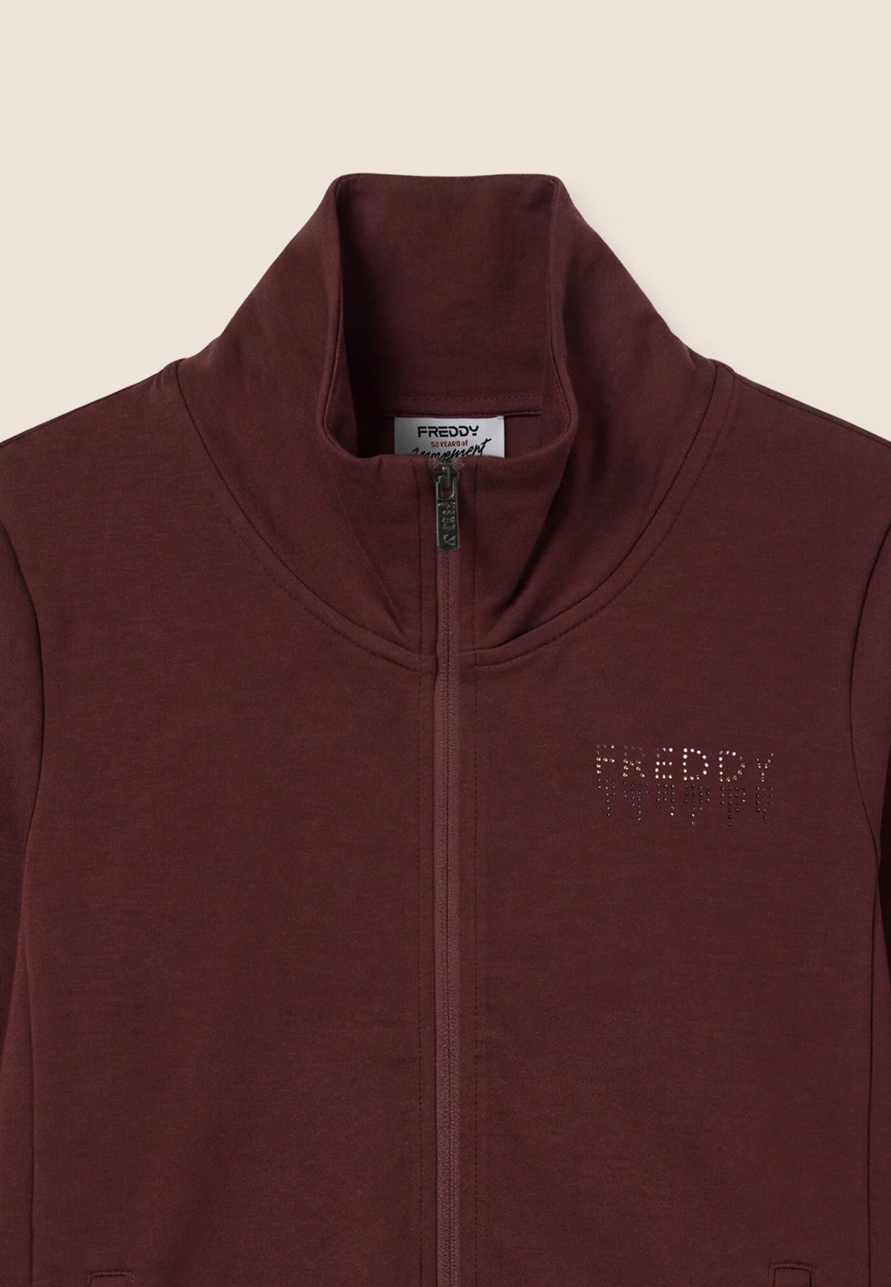 freddy-tuta-sportiva-donna-zip-collo-alto-dettagli-strass image 6