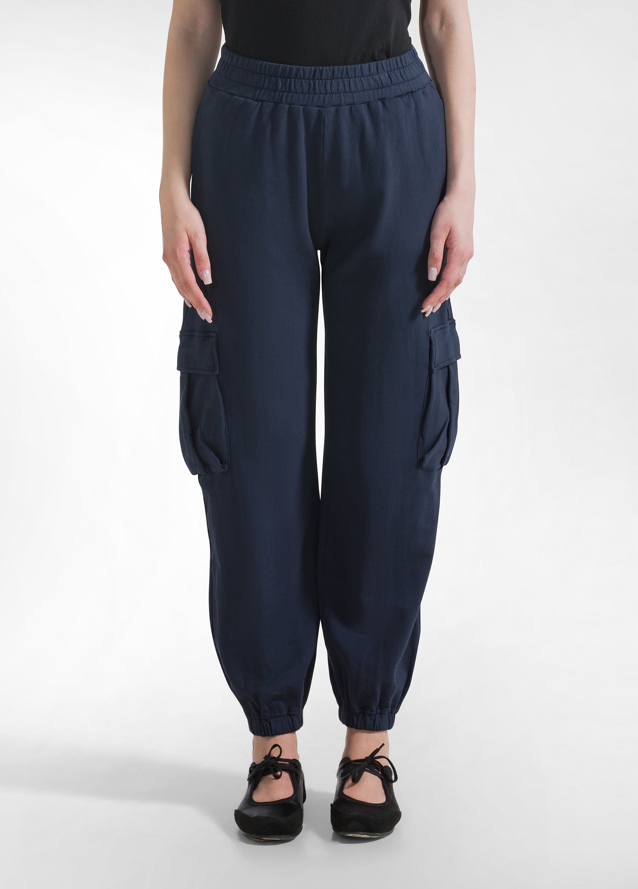 deha-pantalone-cargo-in-felpa-blu-donna image 2