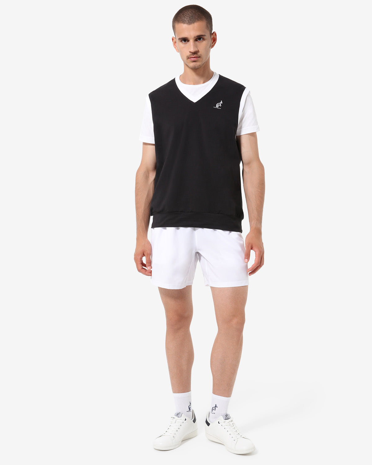 australian-court-gilet-tennis-felpa-scollo-v-nero-made-in-italy image 2
