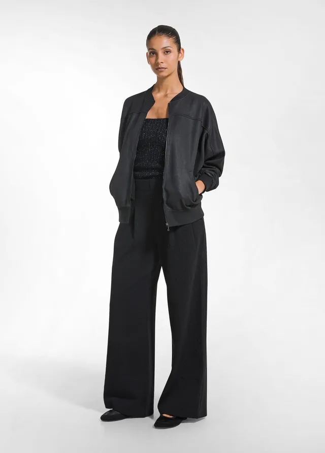 deha-d52526-pantalone-palazzo-matelass-nero-con-pieghe image 1