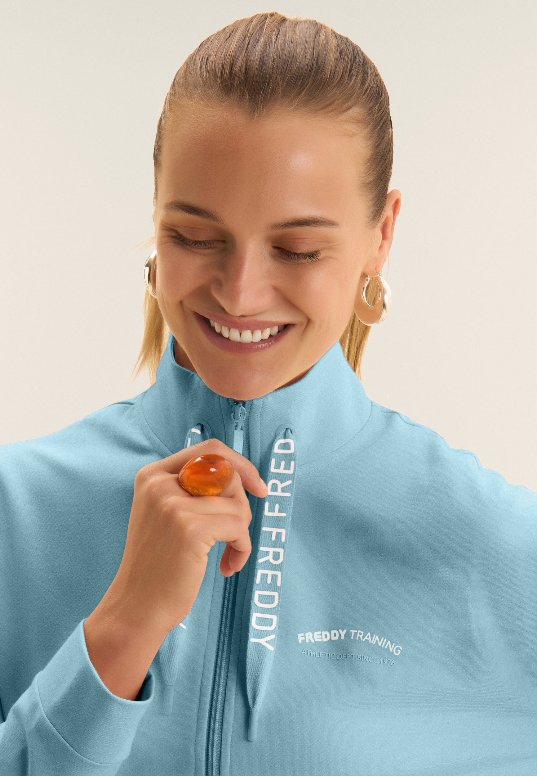 freddy-felpa-zip-e-collo-alto-fondo-asimmetrico-felpa-donna image 4