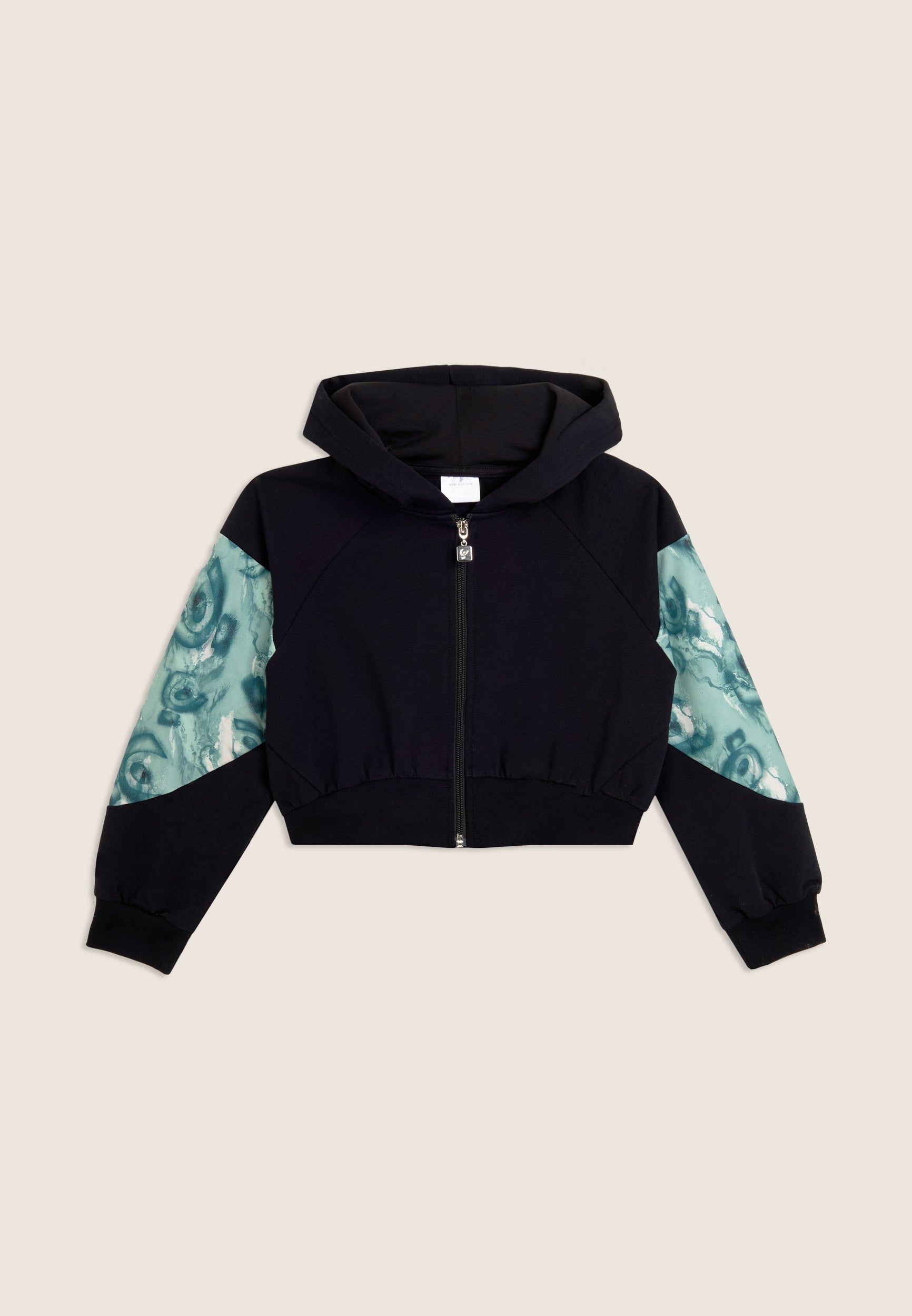 freddy-felpa-junior-full-zip-cropped-color-block-con-cappuccio image 1