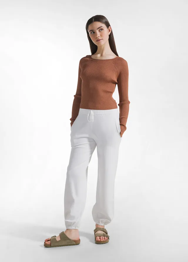 deha-pantalone-jogger-a-maglia-di-rayon-bianco-d22057 image 1