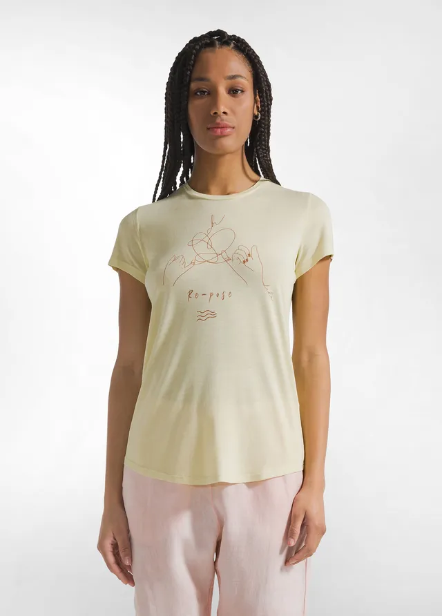 deha-t-shirt-in-viscosa-con-grafica-yoga-giallo image 1